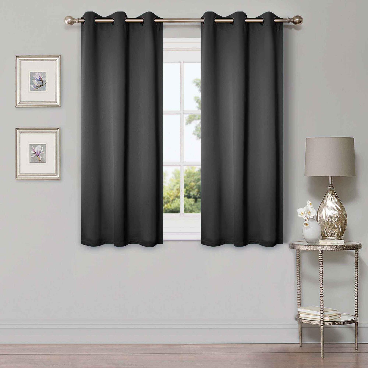 Solid Machine Washable Room Darkening Blackout Curtains. Set of 2
