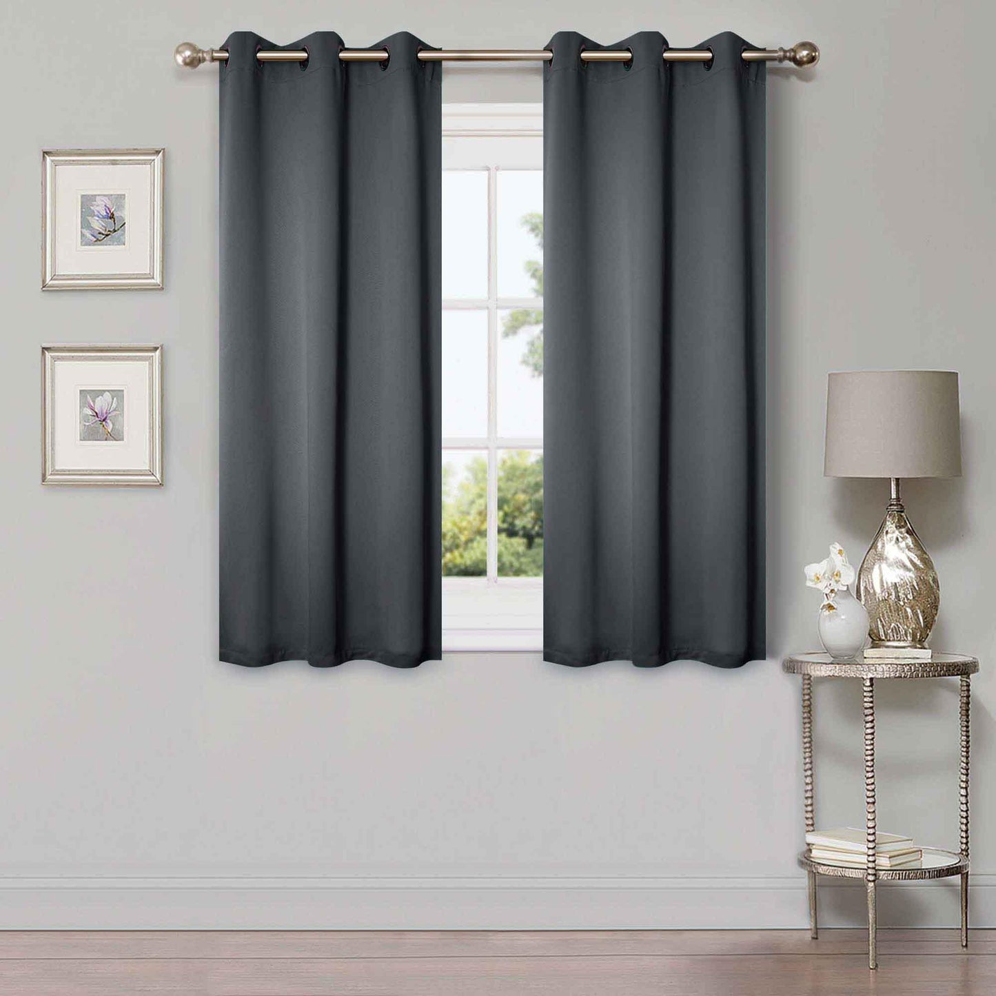 Solid Machine Washable Room Darkening Blackout Curtains. Set of 2