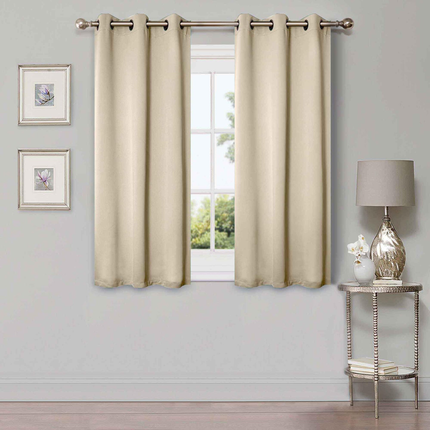 Solid Machine Washable Room Darkening Blackout Curtains. Set of 2