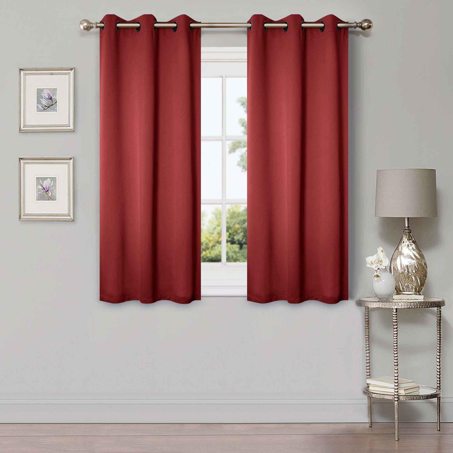 Solid Machine Washable Room Darkening Blackout Curtains. Set of 2