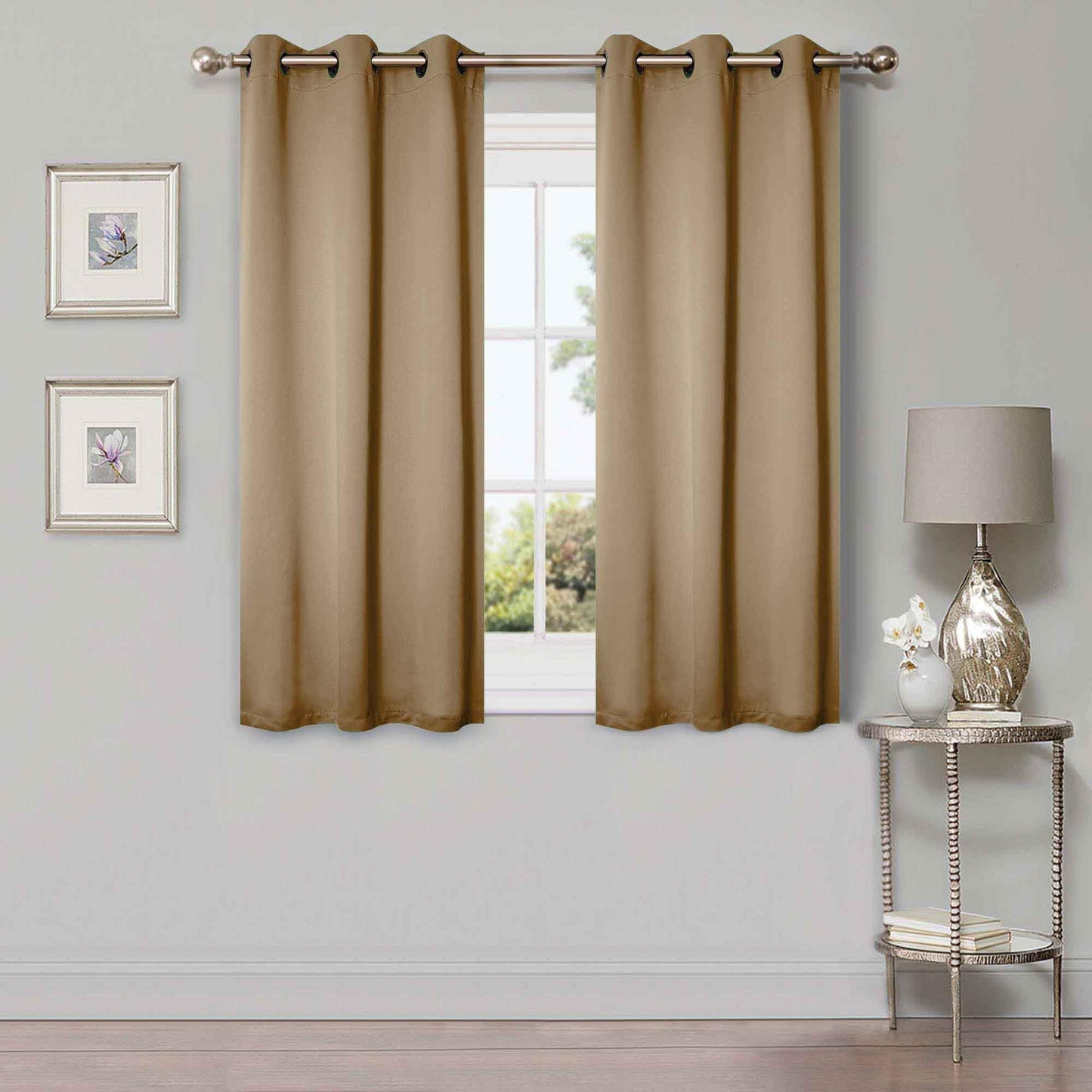 Solid Machine Washable Room Darkening Blackout Curtains. Set of 2