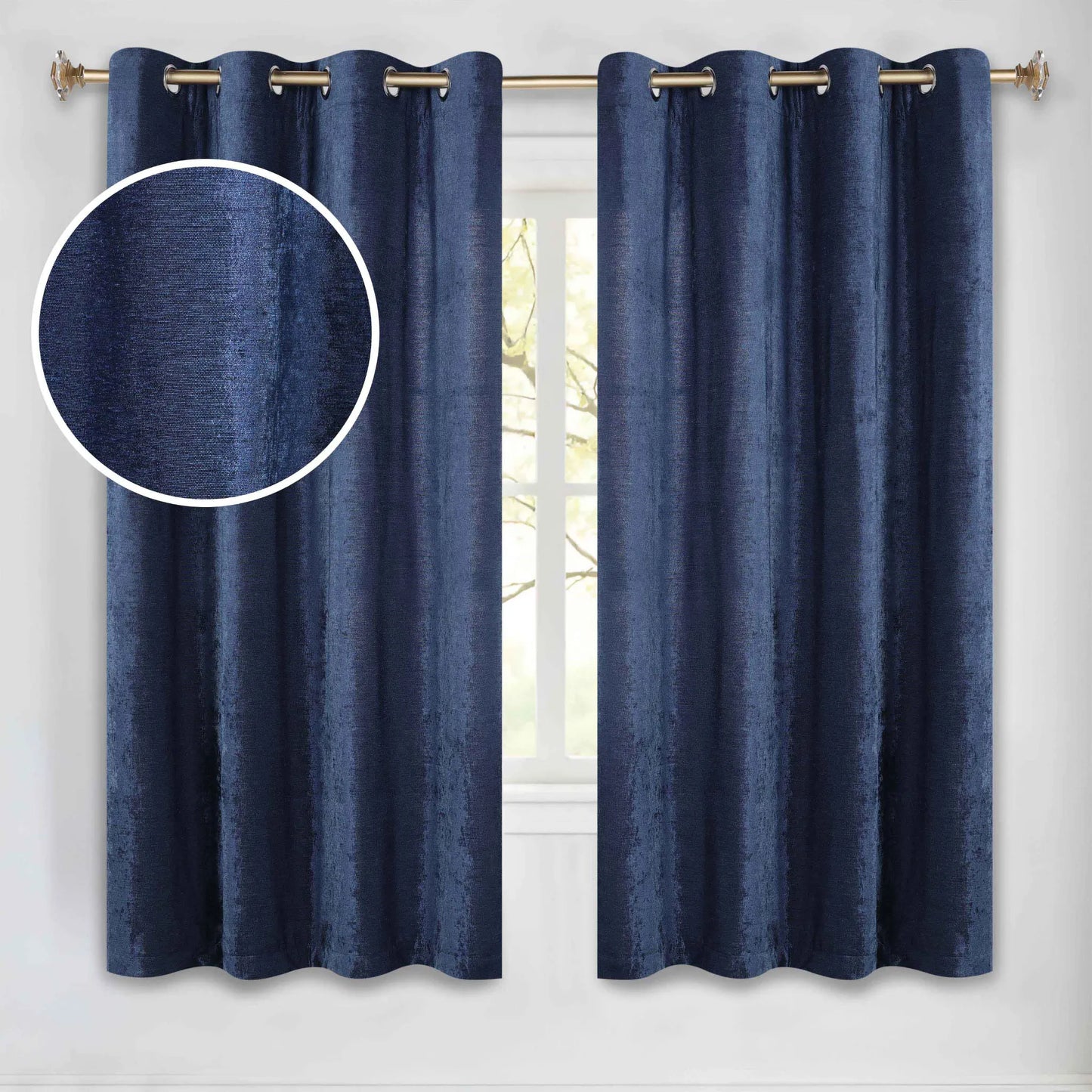 Noor Semi-Blackout Chenille Washable Grommet Curtains. Set of 2 Panels