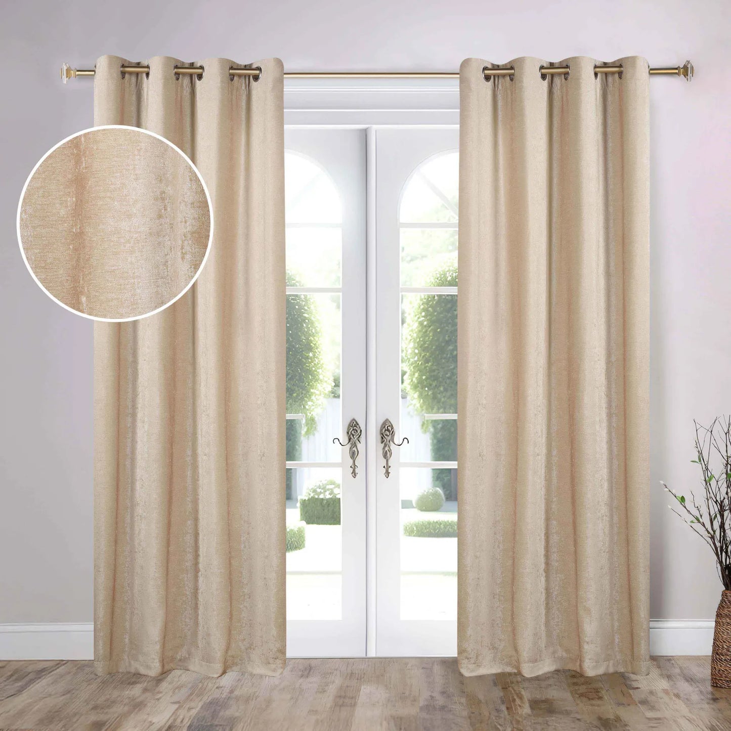 Noor Semi-Blackout Chenille Washable Grommet Curtains. Set of 2 Panels