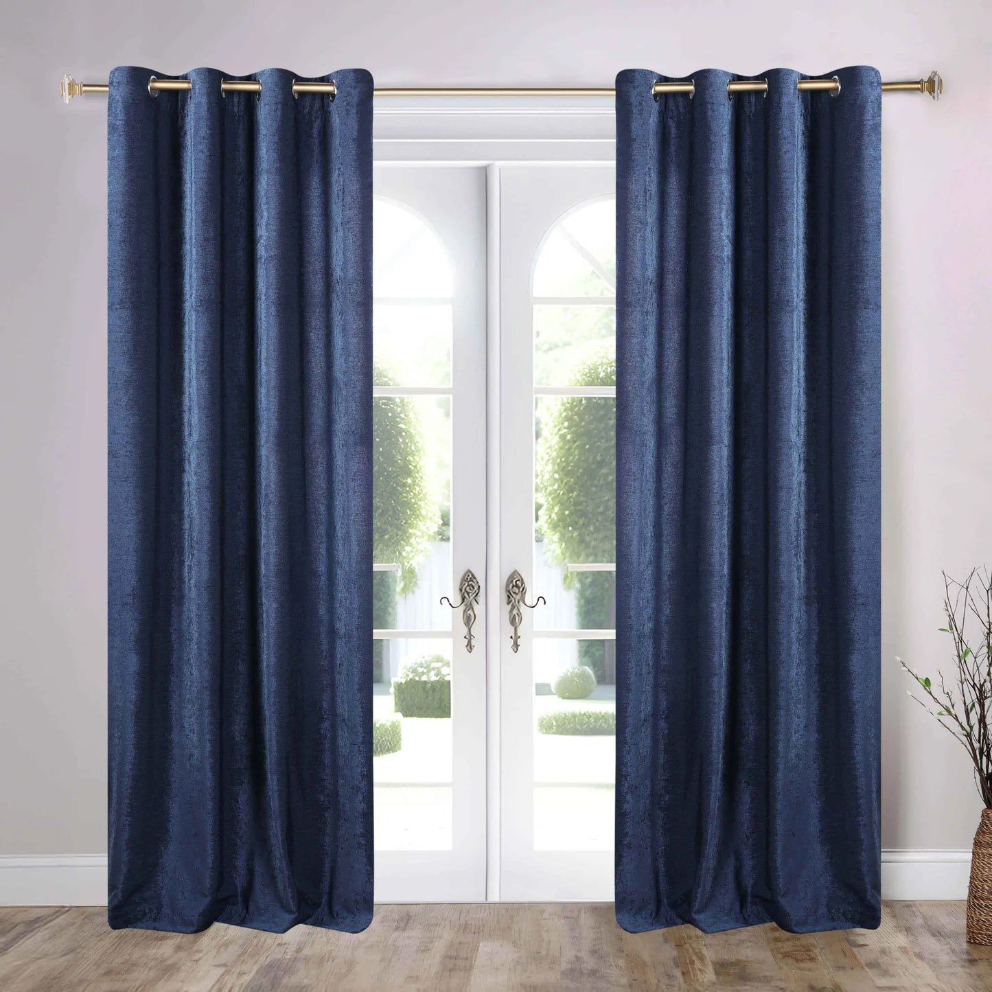 Noor Semi-Blackout Chenille Washable Grommet Curtains. Set of 2 Panels