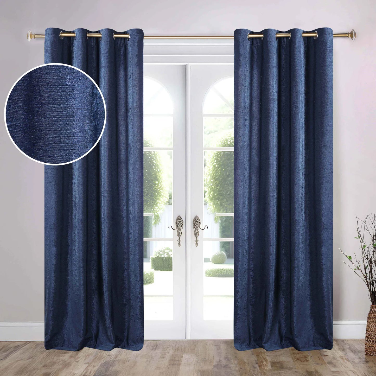 Noor Semi-Blackout Chenille Washable Grommet Curtains. Set of 2 Panels