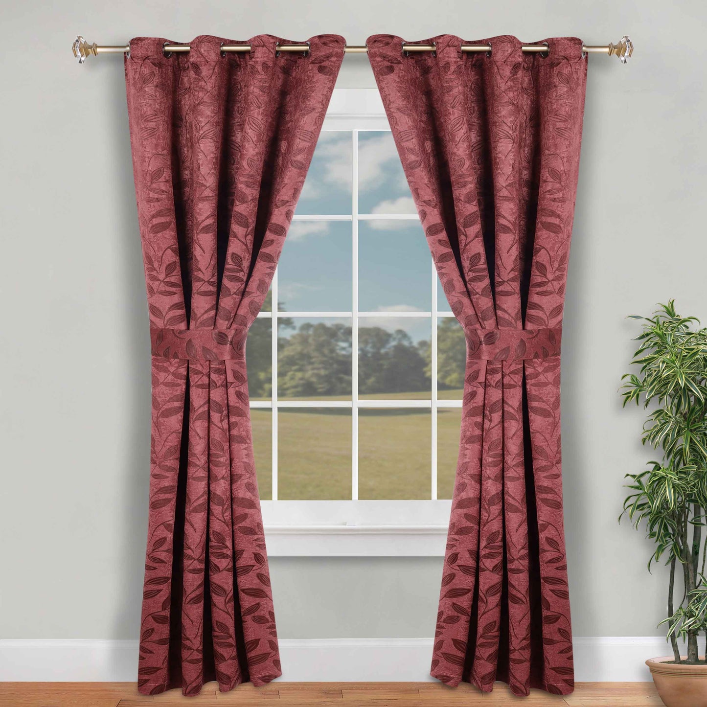 Leaves Room Darkening Washable Blackout Curtain Panels. Set of 2