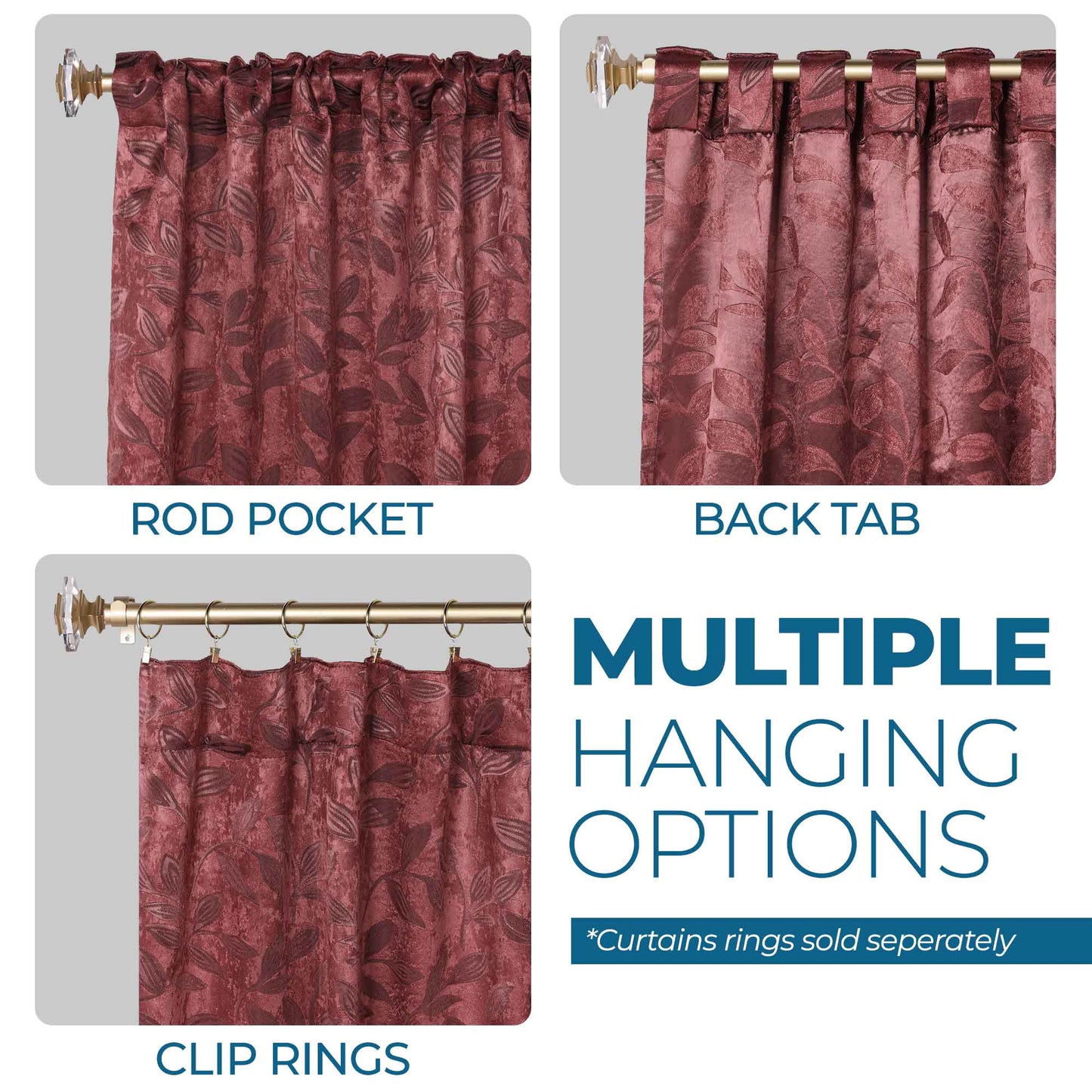 Leaves Room Darkening Back Tabs Blackout Curtain Panels. Set of 2