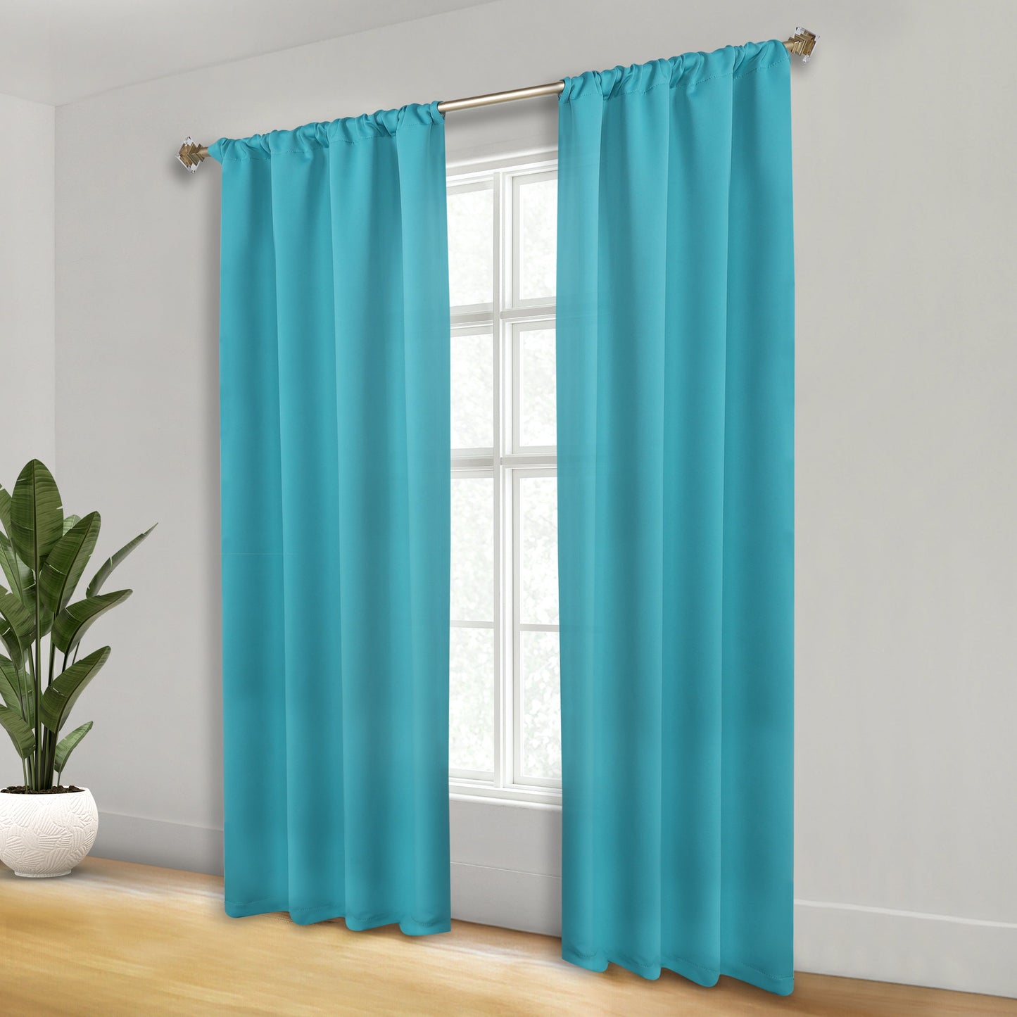 Solid Room Darkening Rod Pocket Blackout Curtain Panels. Set of 2