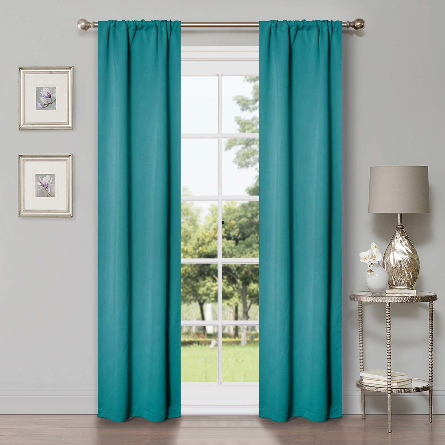 Solid Room Darkening Rod Pocket Blackout Curtain Panels. Set of 2