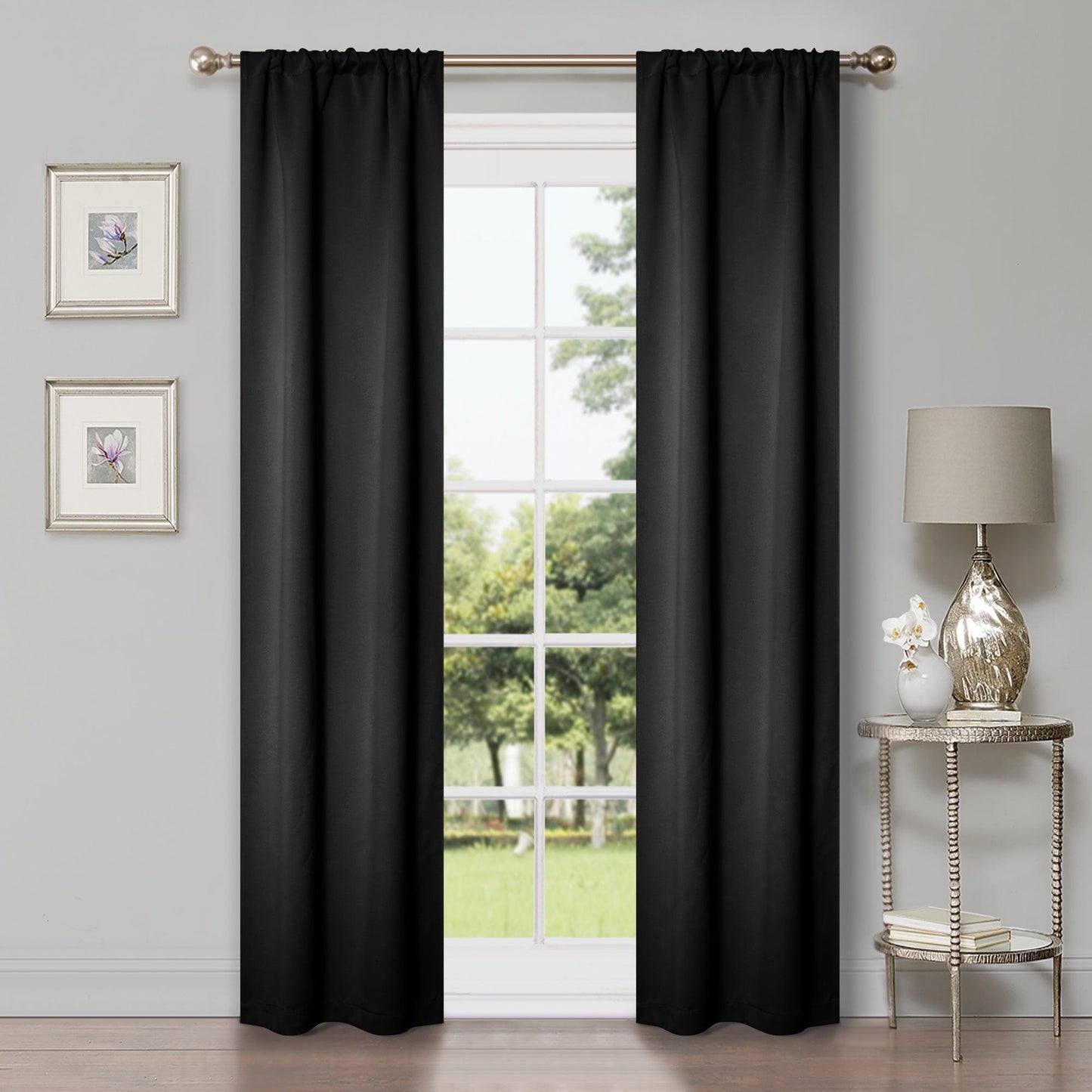 Solid Machine Washable Room Darkening Blackout Curtains. Set of 2