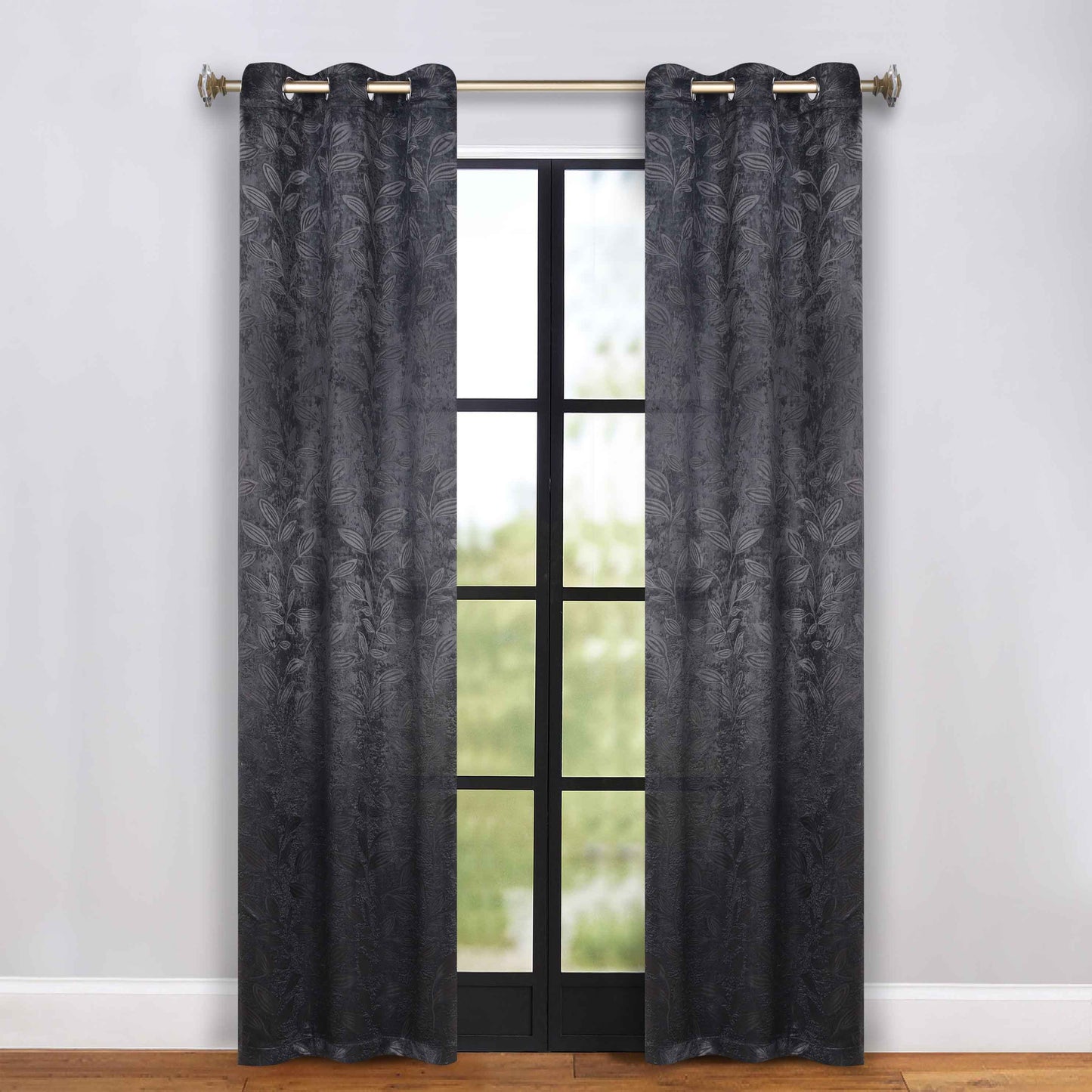 Leaves Room Darkening Grommet Blackout Curtain Panels. Set of 2