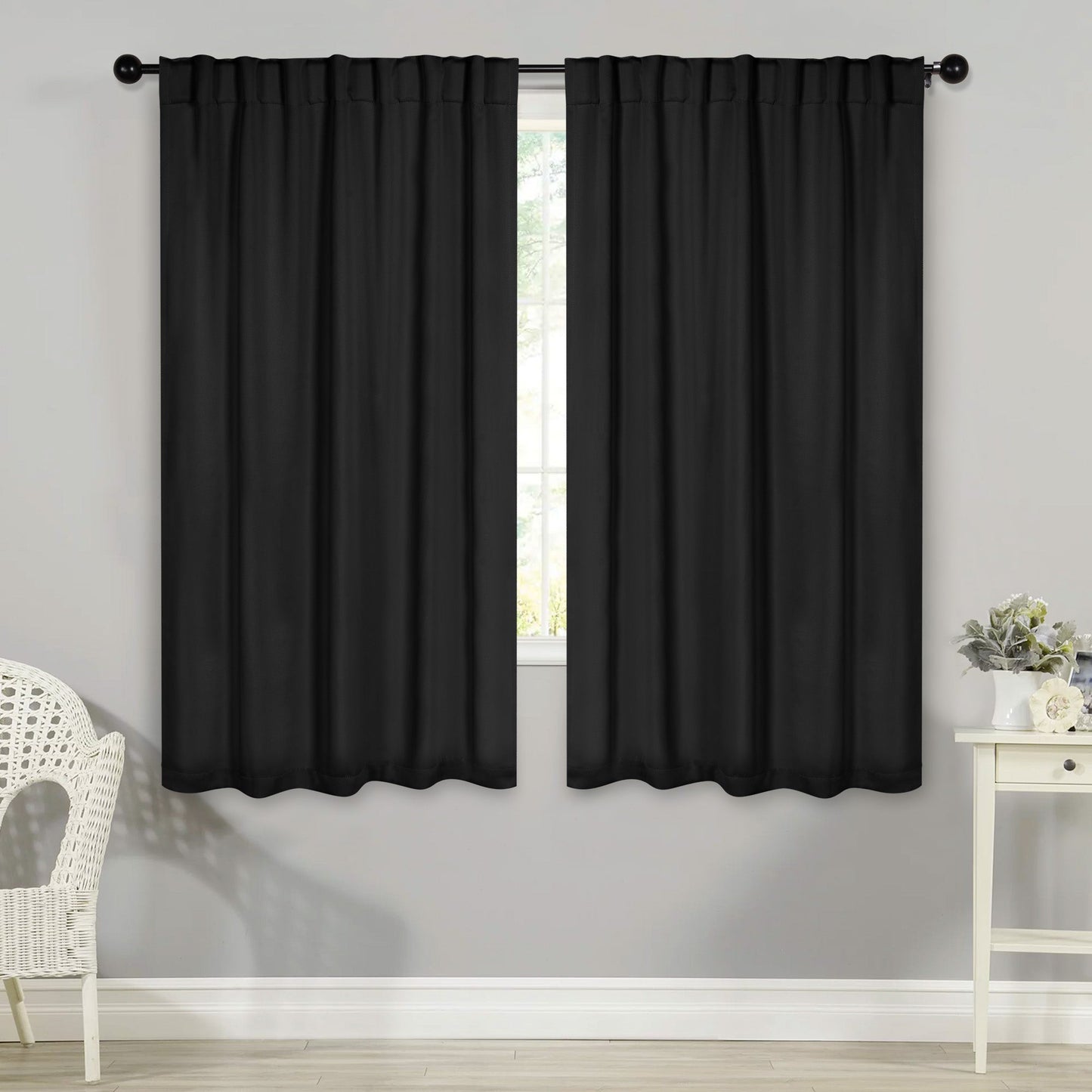 Solid Room Darkening Blackout Curtain Panels. Back Tabs. Set of 2
