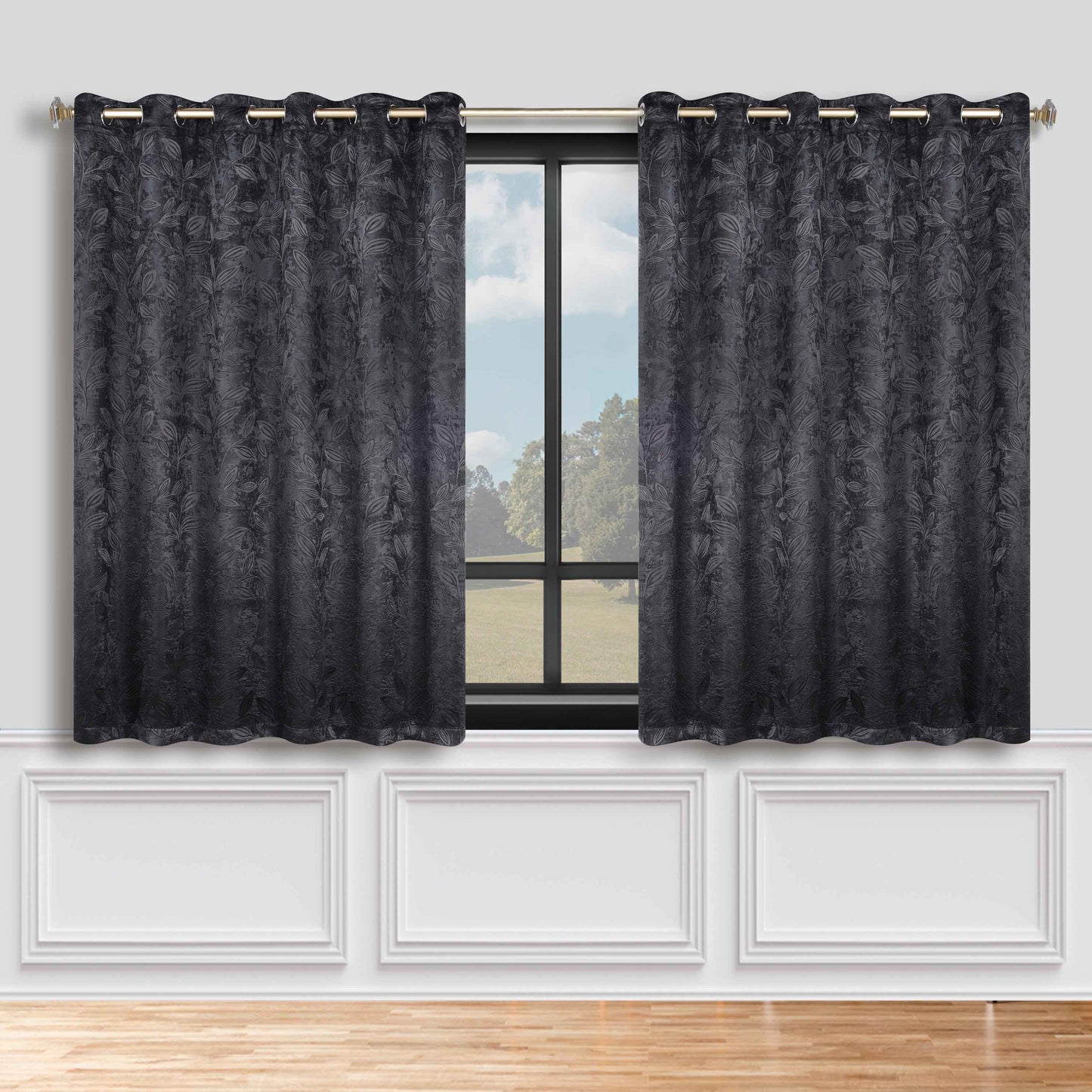 Leaves Room Darkening Grommet Blackout Curtain Panels. Set of 2