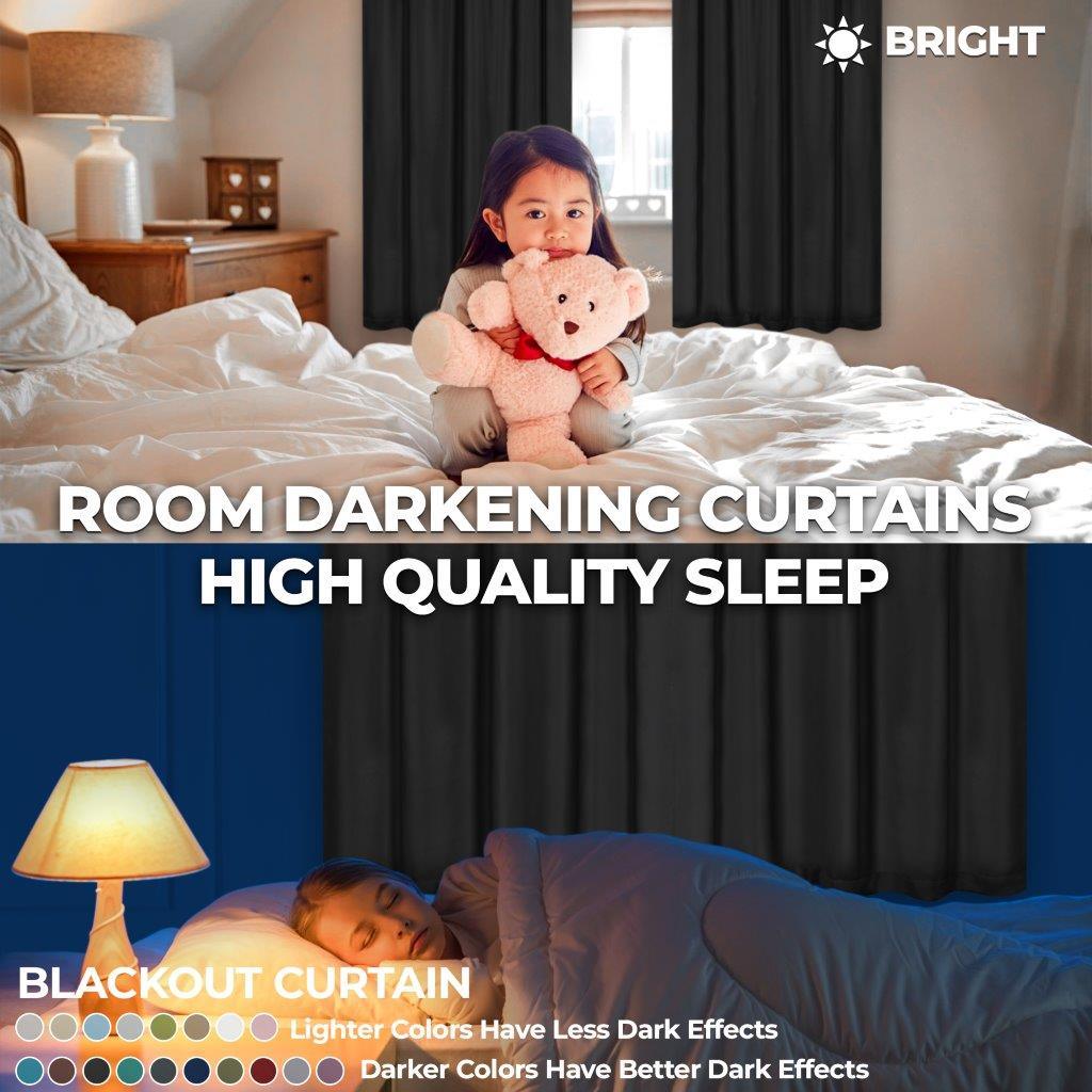 Solid Machine Washable Room Darkening Blackout Curtains. Set of 2