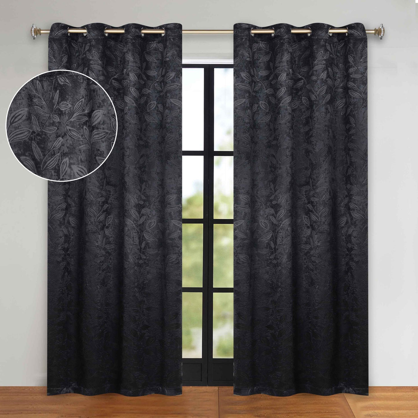 Leaves Room Darkening Grommet Blackout Curtain Panels. Set of 2
