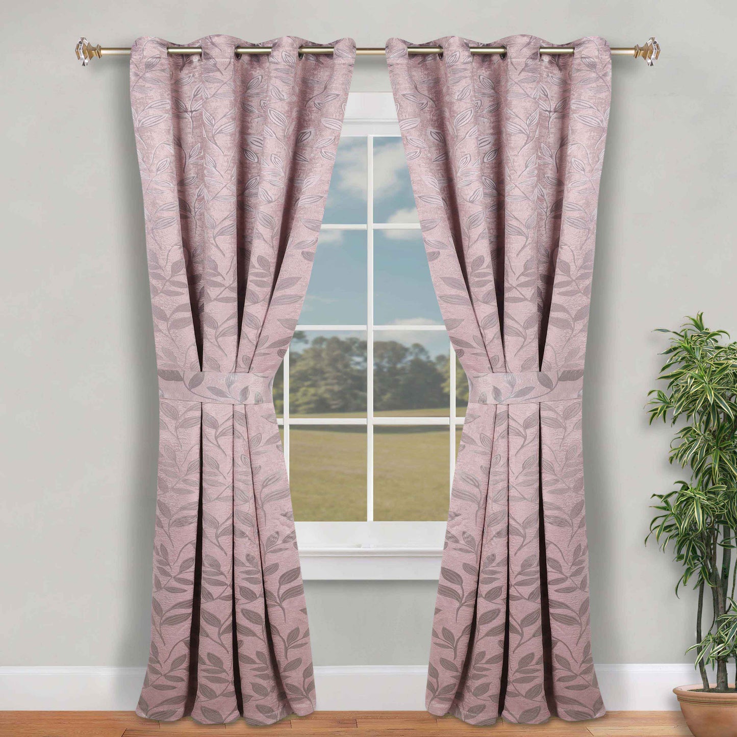 Leaves Room Darkening Washable Blackout Curtain Panels. Set of 2