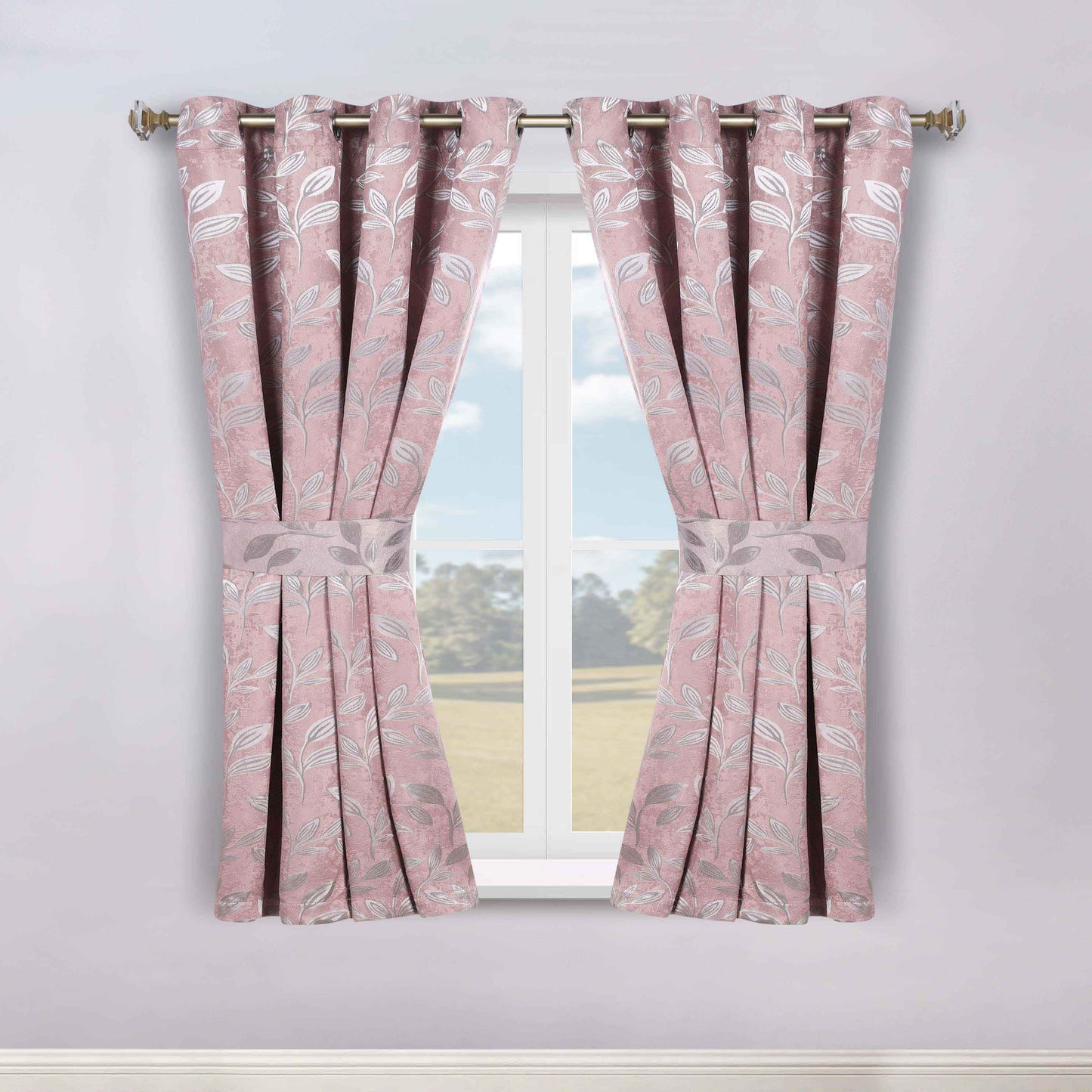 Leaves Room Darkening Washable Blackout Curtain Panels. Set of 2