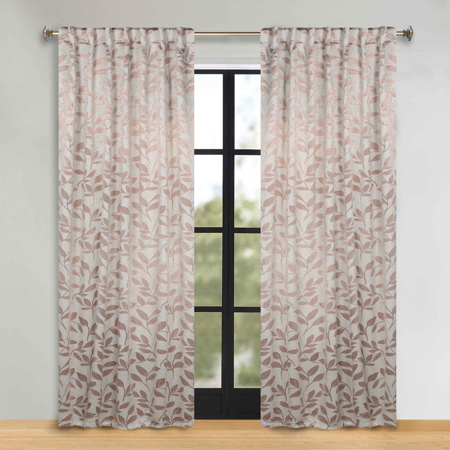 Leaves Room Darkening Back Tabs Blackout Curtain Panels. Set of 2