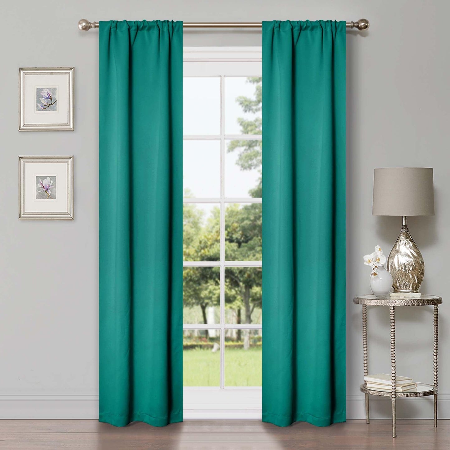 Solid Machine Washable Room Darkening Blackout Curtains. Set of 2