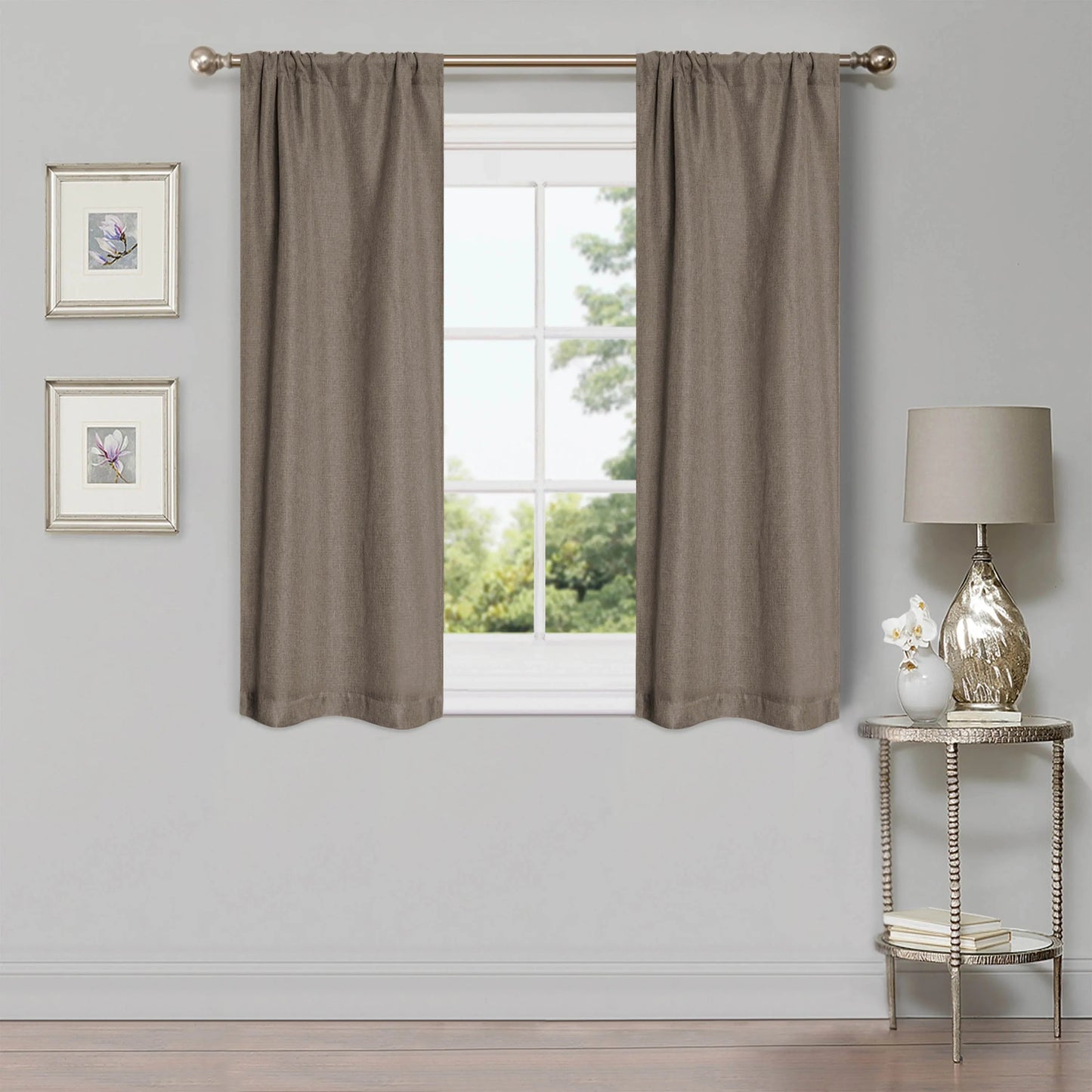Linen Washable Room Darkening Blackout Curtains. Set of 2