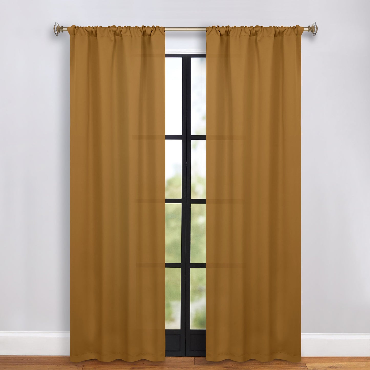 Solid Room Darkening Rod Pocket Blackout Curtain Panels. Set of 2