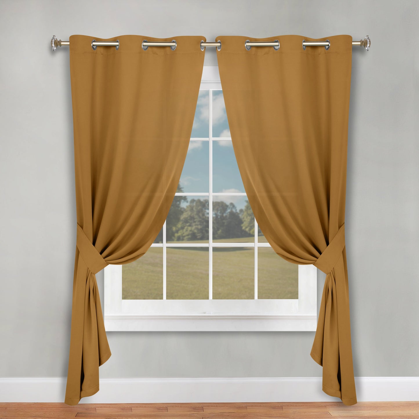 Classic Modern Solid Room Darkening Blackout Curtain Panels. Set of 2