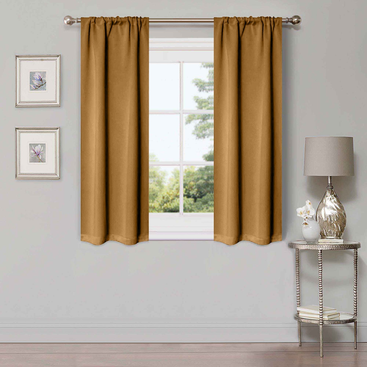Solid Room Darkening Rod Pocket Blackout Curtain Panels. Set of 2