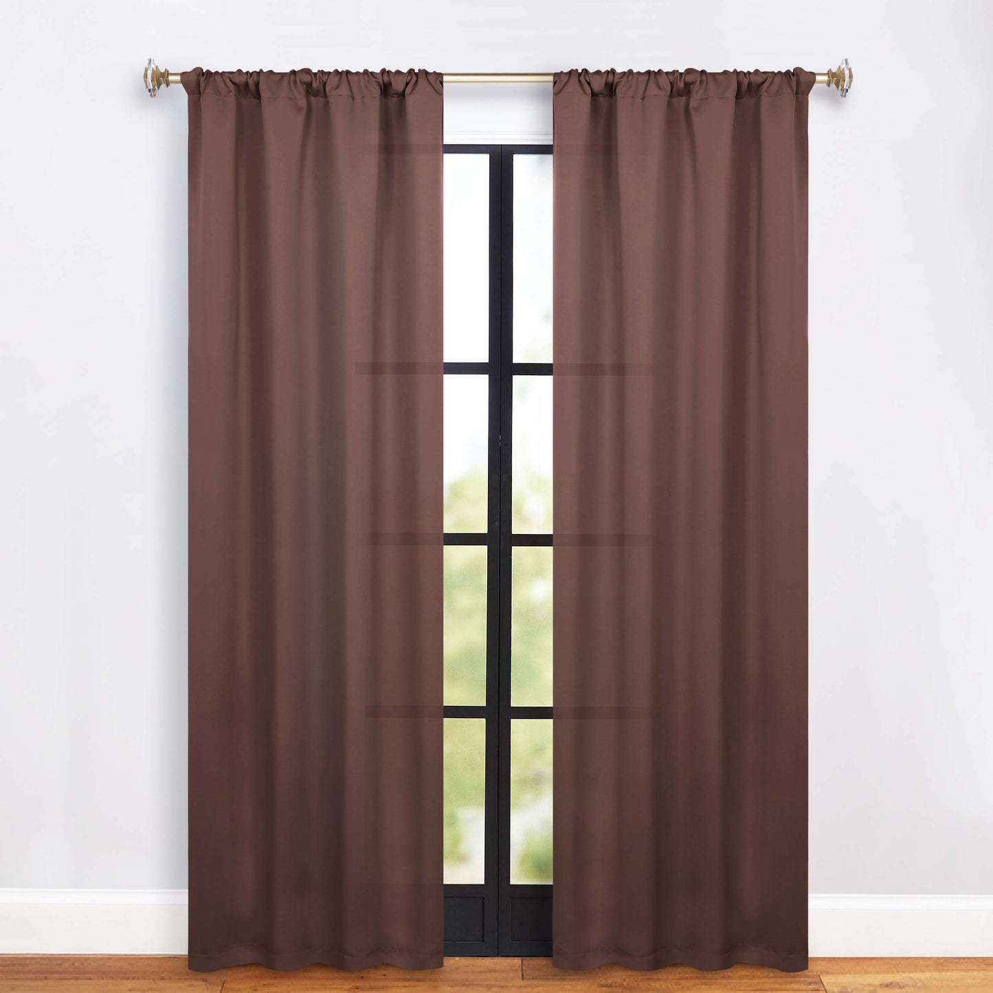 Solid Room Darkening Rod Pocket Blackout Curtain Panels. Set of 2