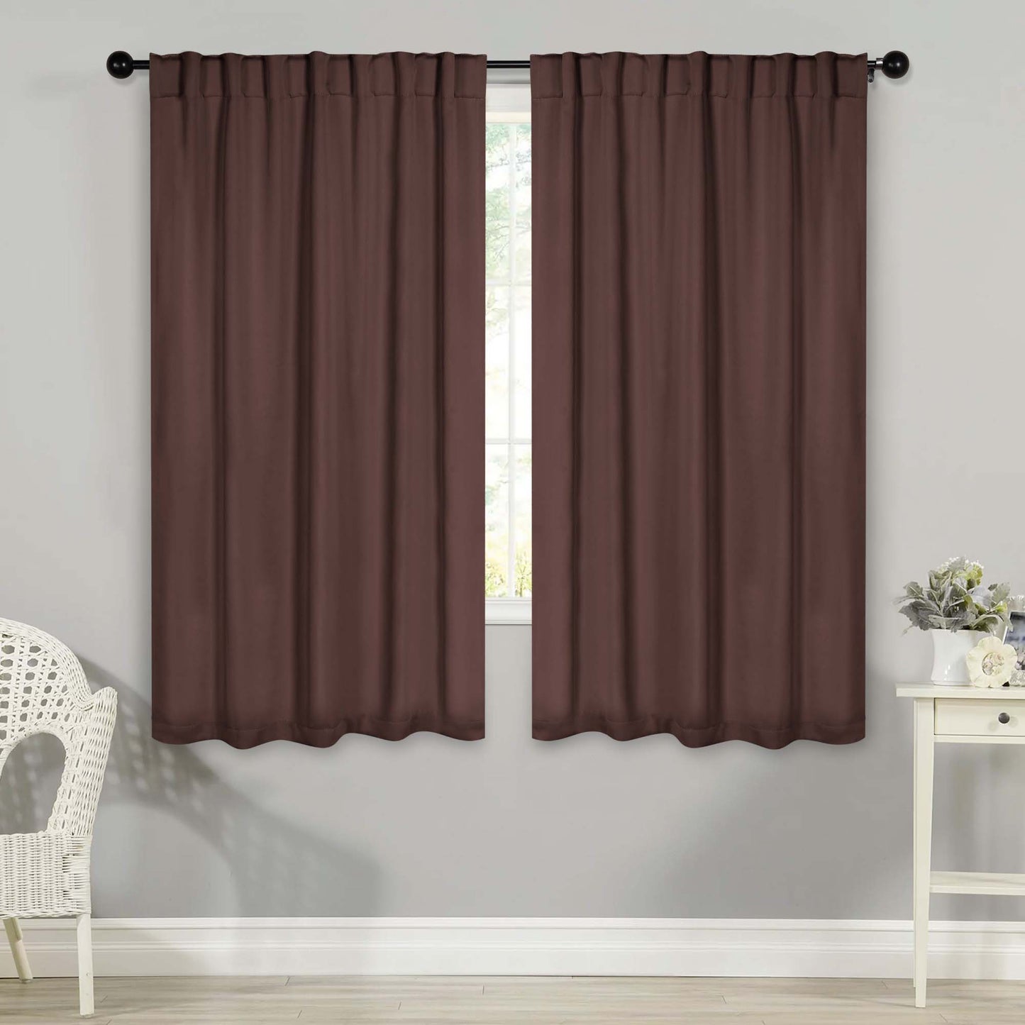 Solid Room Darkening Blackout Curtain Panels. Back Tabs. Set of 2