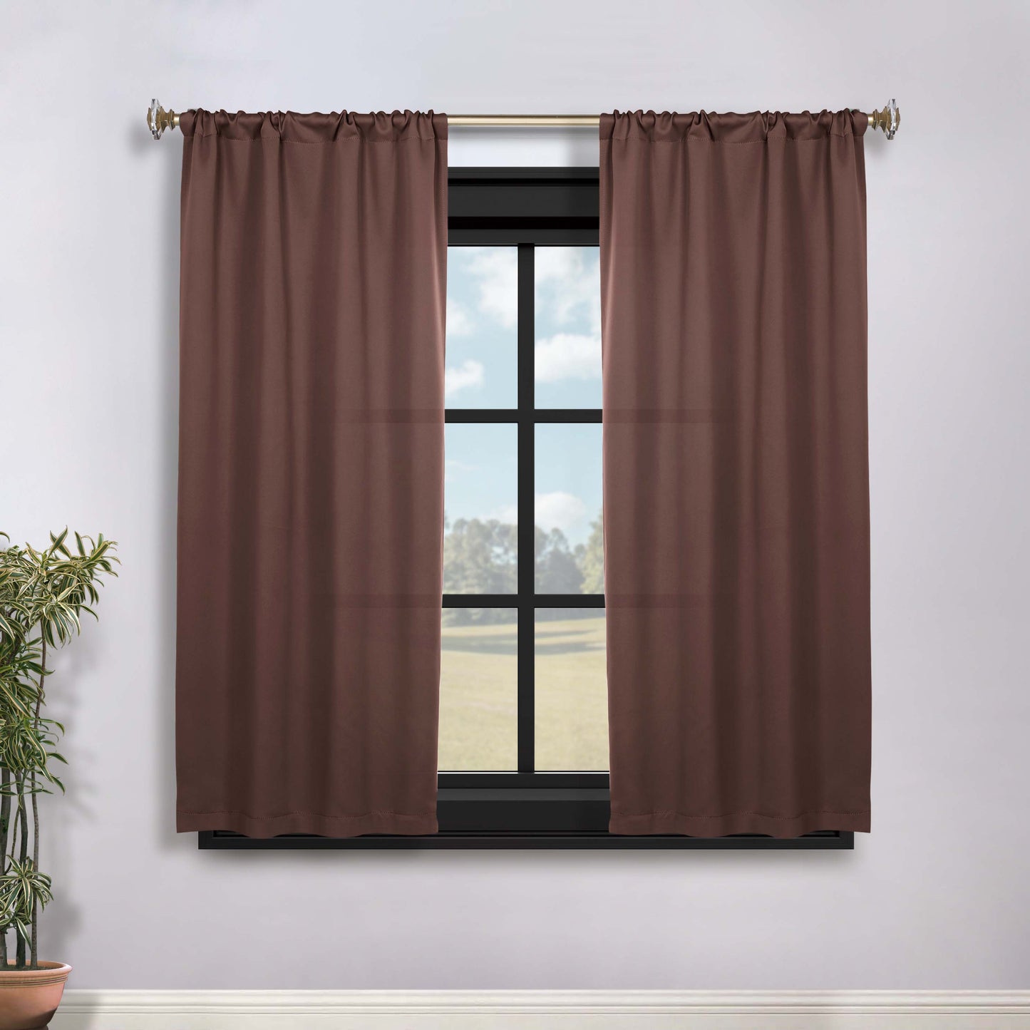 Solid Room Darkening Rod Pocket Blackout Curtain Panels. Set of 2
