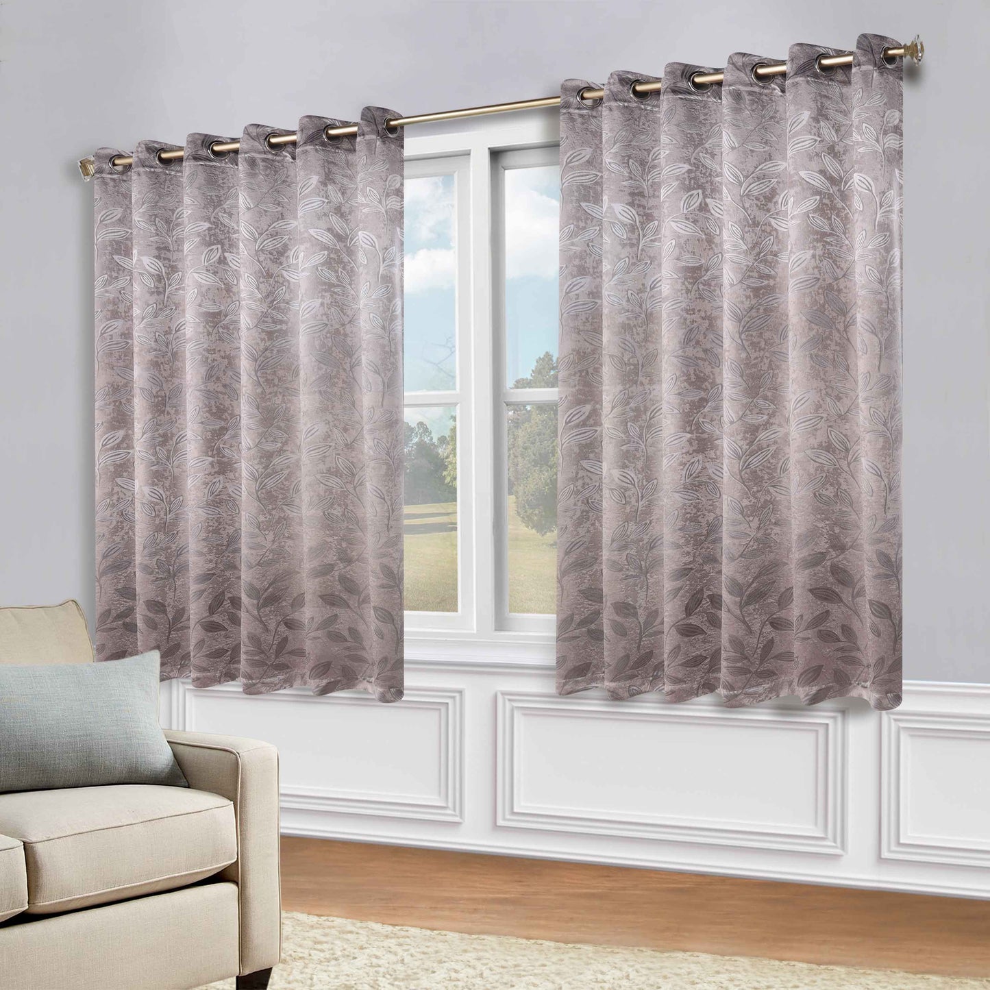 Leaves Room Darkening Grommet Blackout Curtain Panels. Set of 2