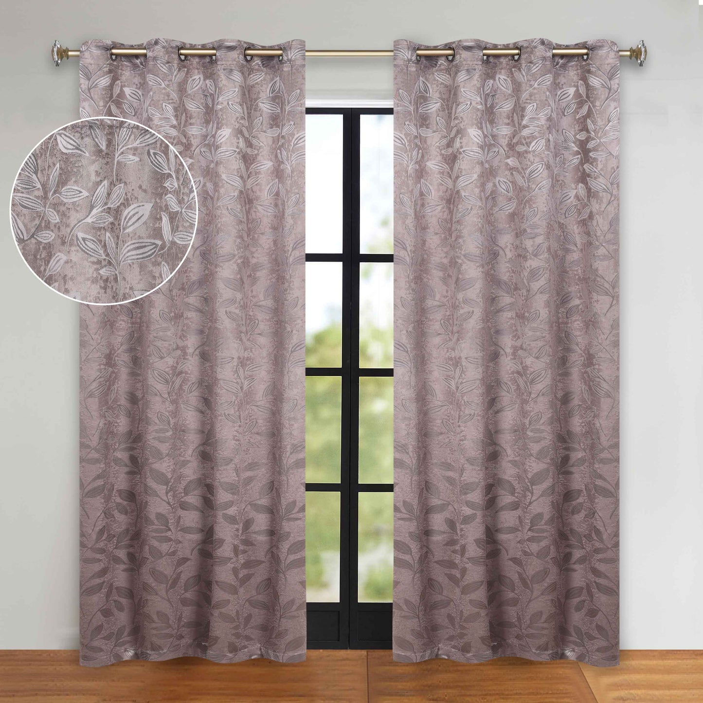 Leaves Room Darkening Grommet Blackout Curtain Panels. Set of 2