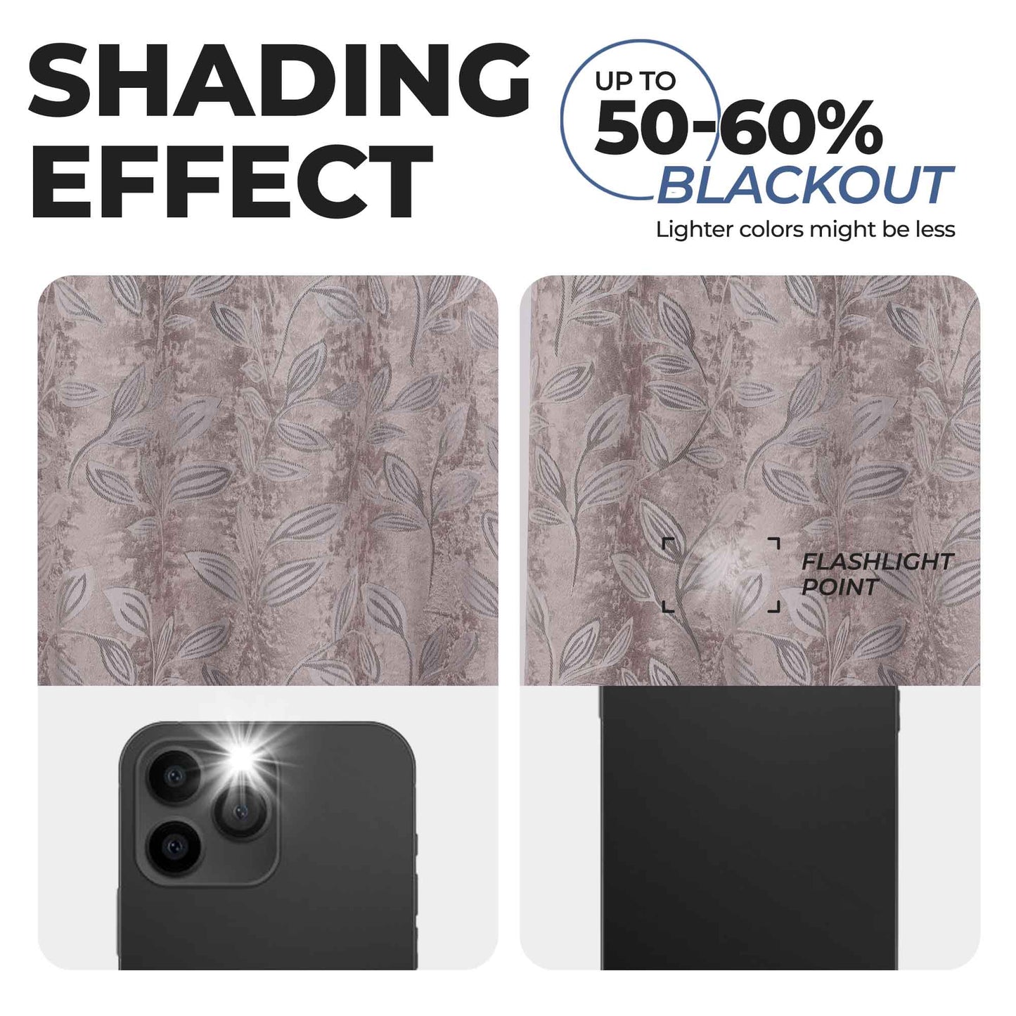Leaves Room Darkening Washable Blackout Curtain Panels. Set of 2