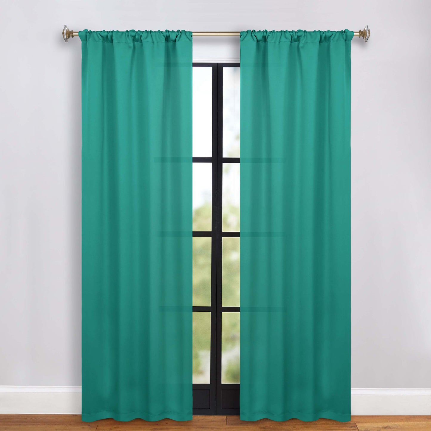 Solid Room Darkening Rod Pocket Blackout Curtain Panels. Set of 2