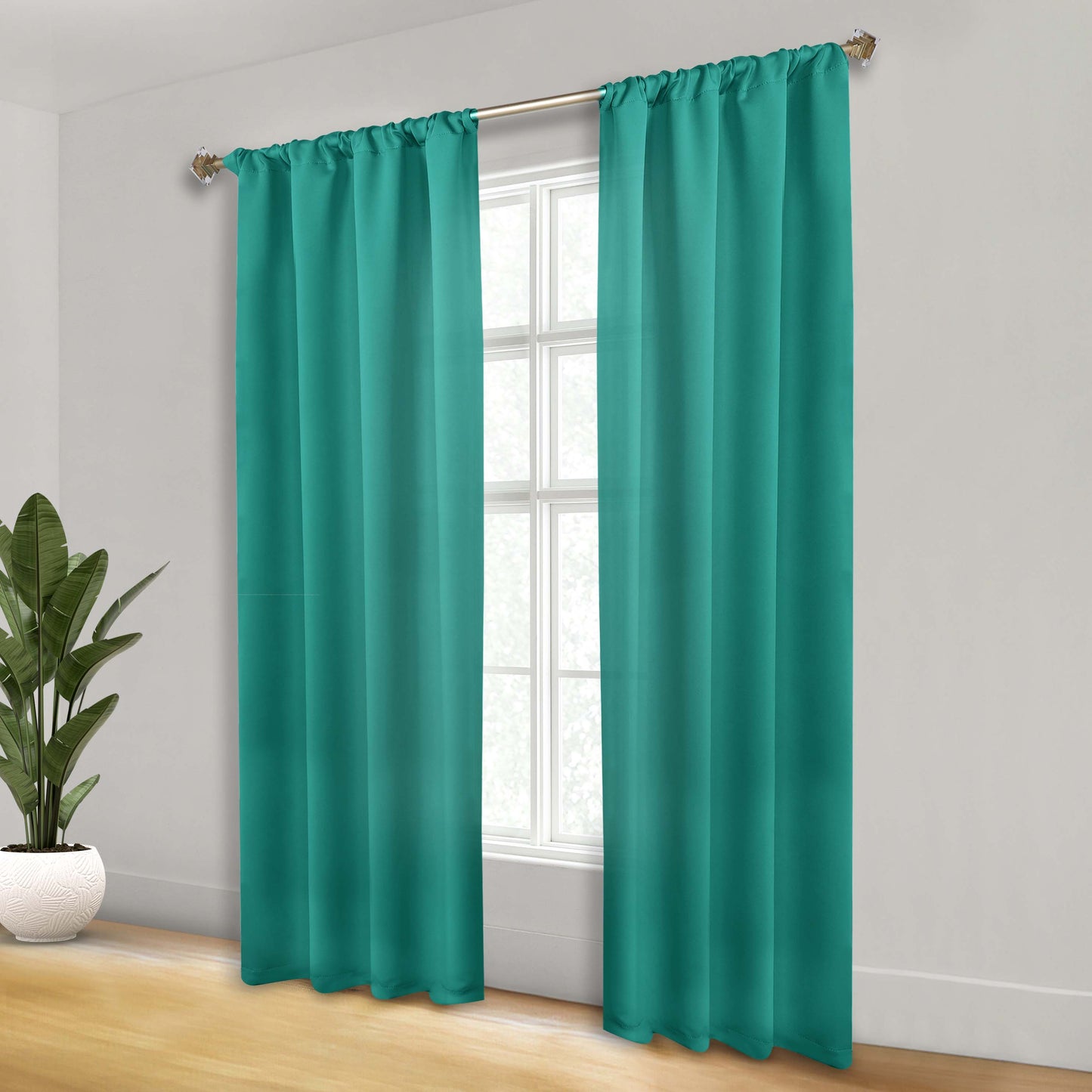 Solid Room Darkening Rod Pocket Blackout Curtain Panels. Set of 2