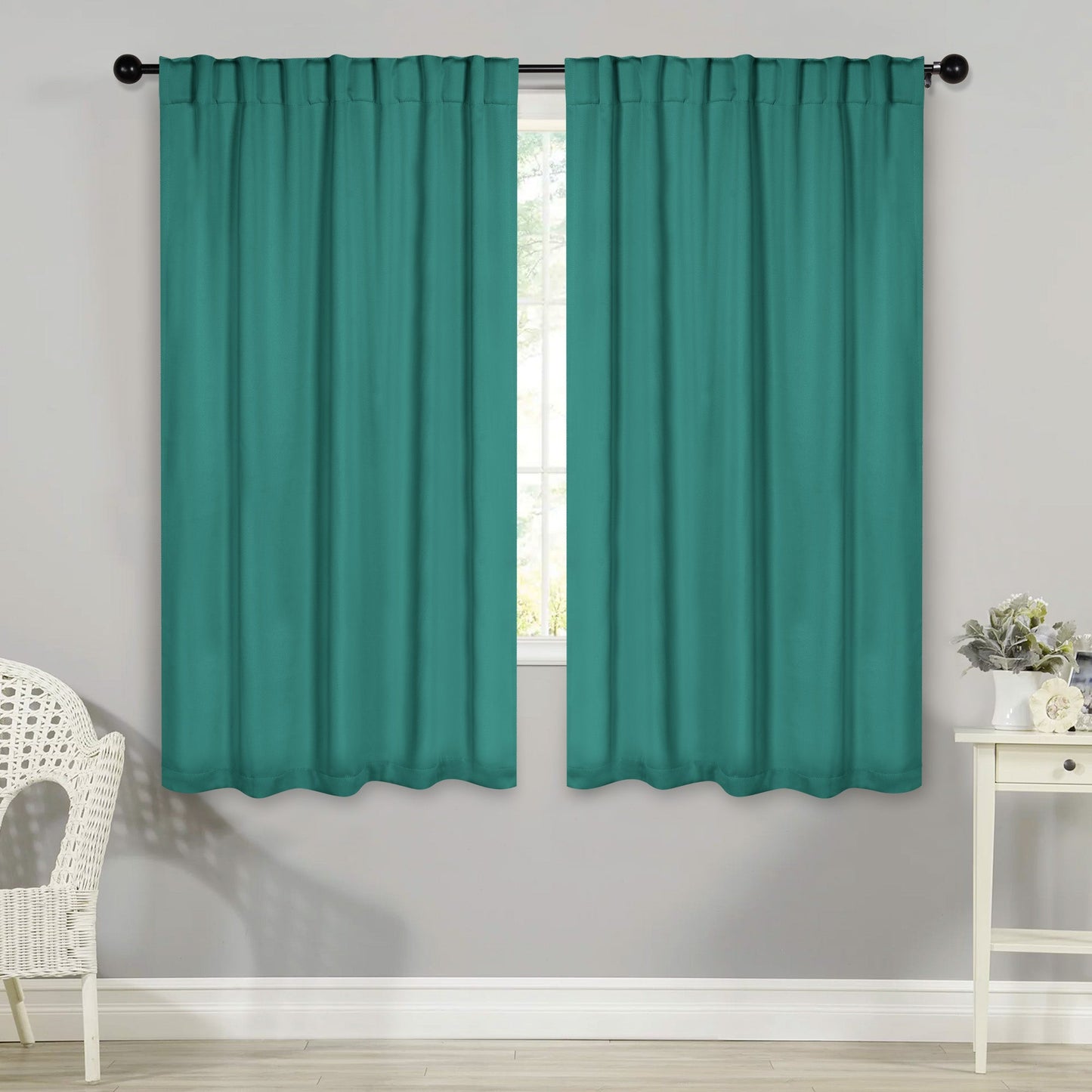 Solid Room Darkening Blackout Curtain Panels. Back Tabs. Set of 2