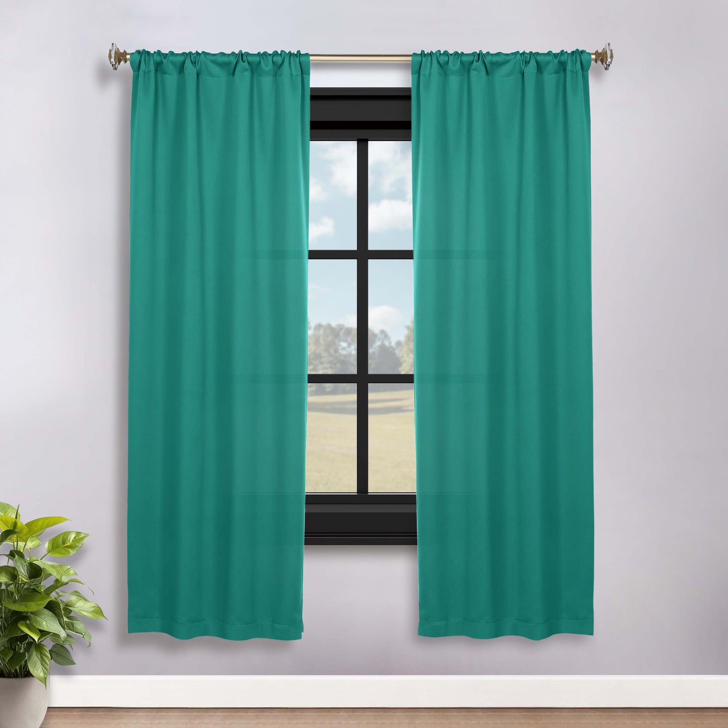 Solid Room Darkening Rod Pocket Blackout Curtain Panels. Set of 2