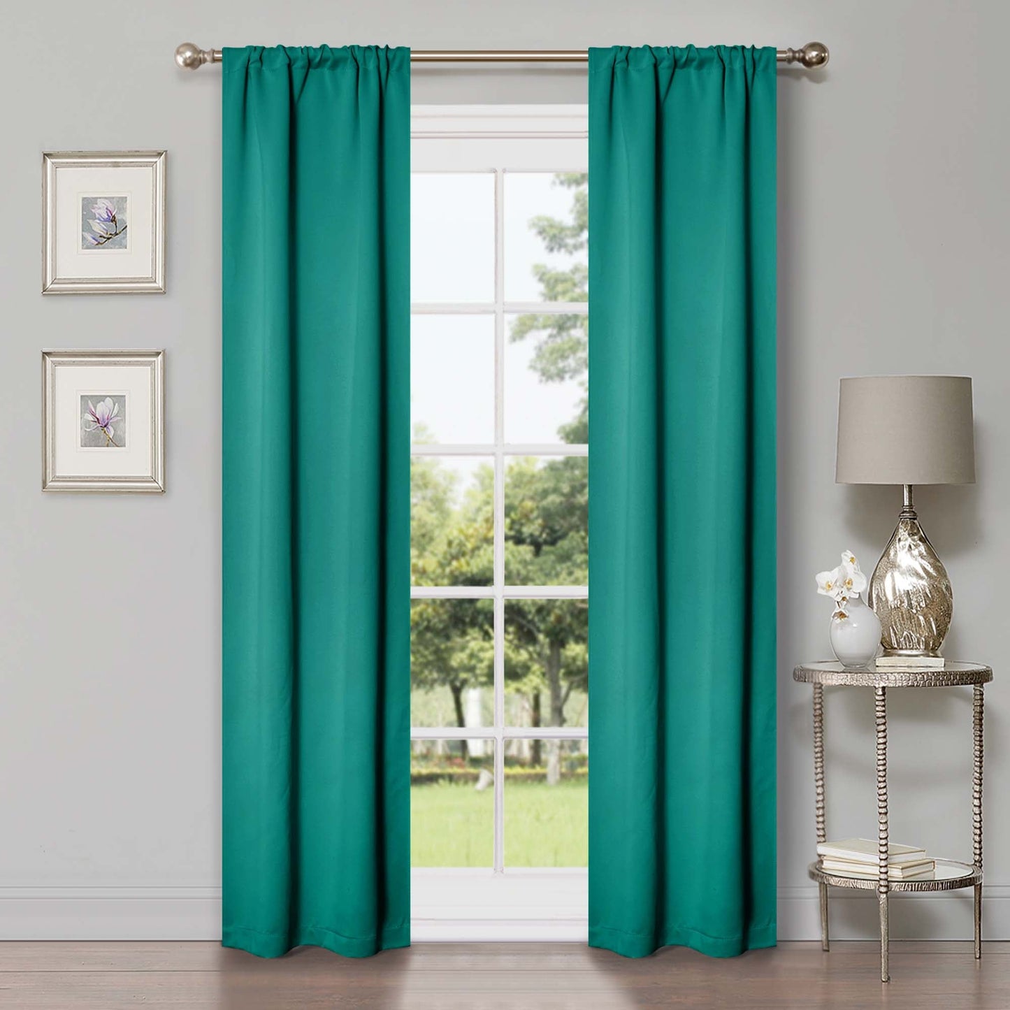 Solid Room Darkening Rod Pocket Blackout Curtain Panels. Set of 2