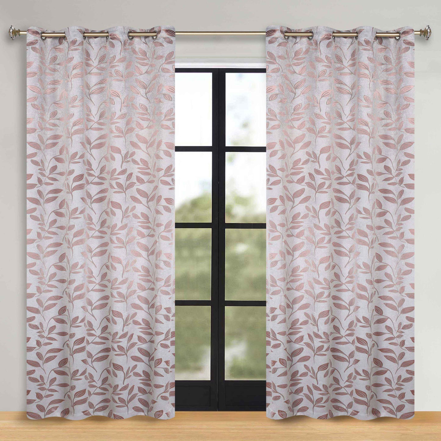 Leaves Room Darkening Washable Blackout Curtain Panels. Set of 2