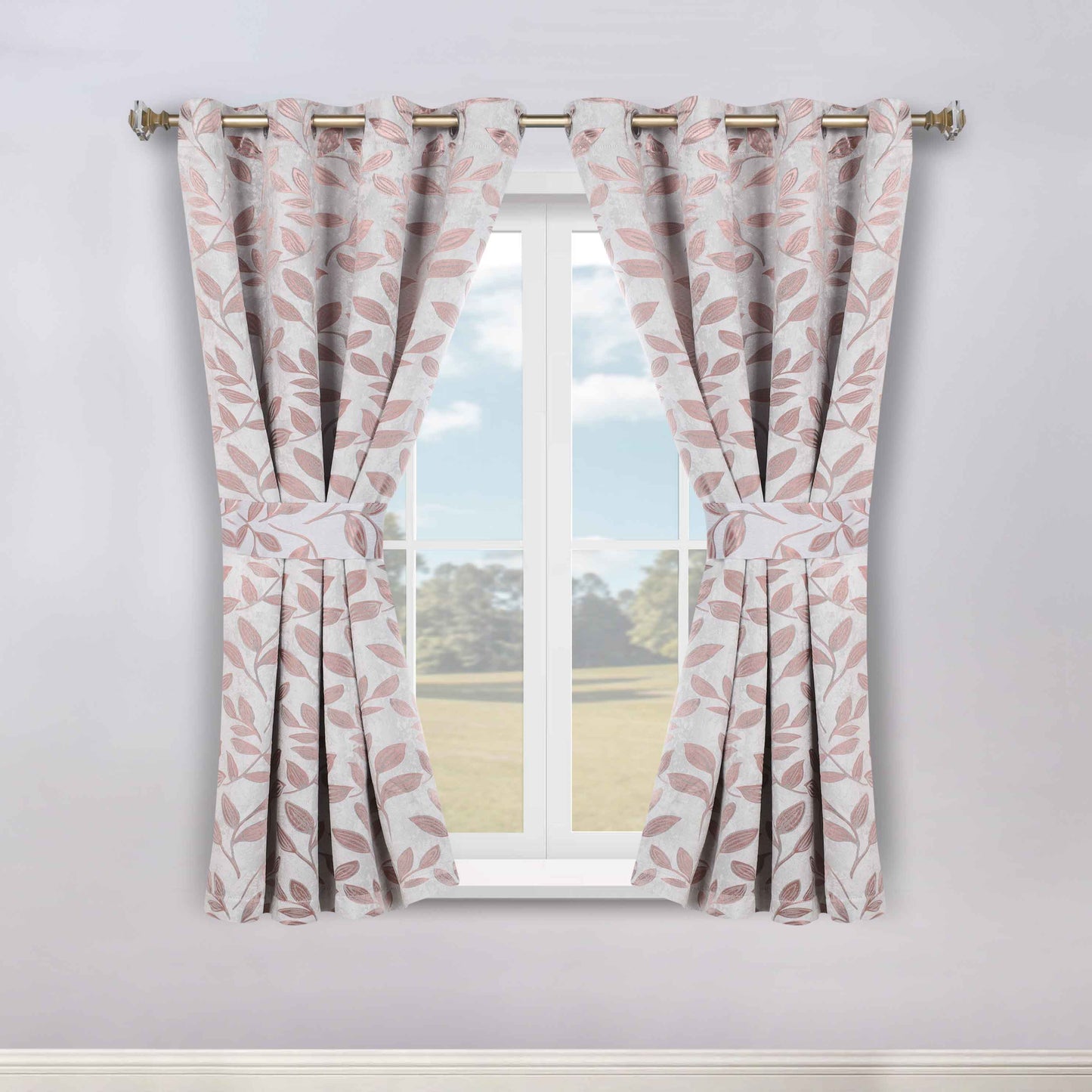 Leaves Room Darkening Washable Blackout Curtain Panels. Set of 2