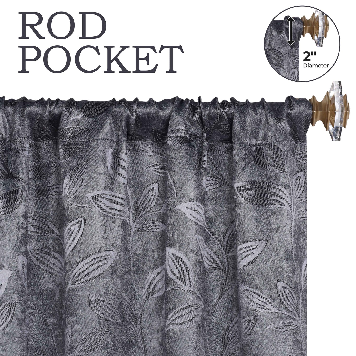 Leaves Room Darkening Washable Blackout Curtain Panels. Set of 2