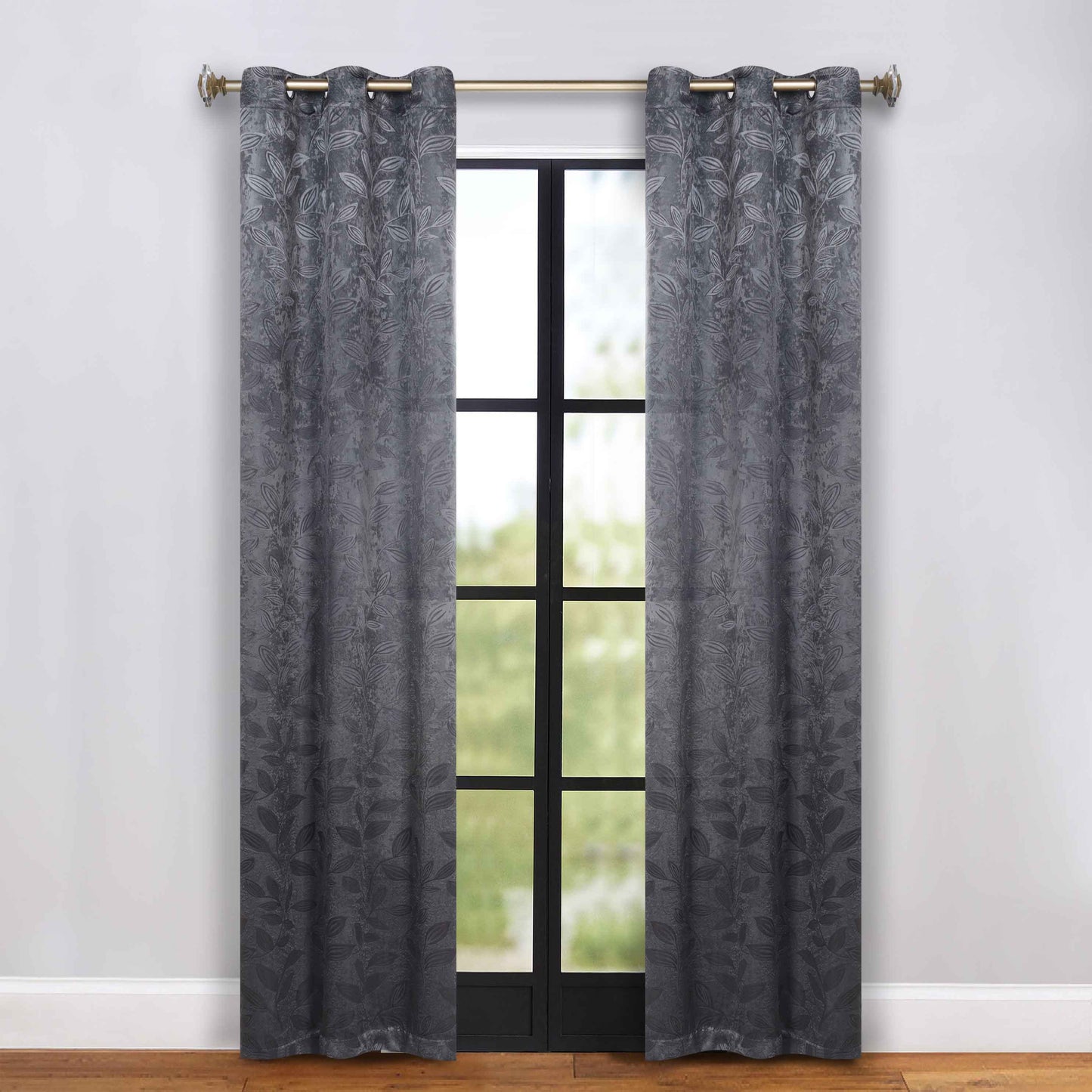Leaves Room Darkening Grommet Blackout Curtain Panels. Set of 2