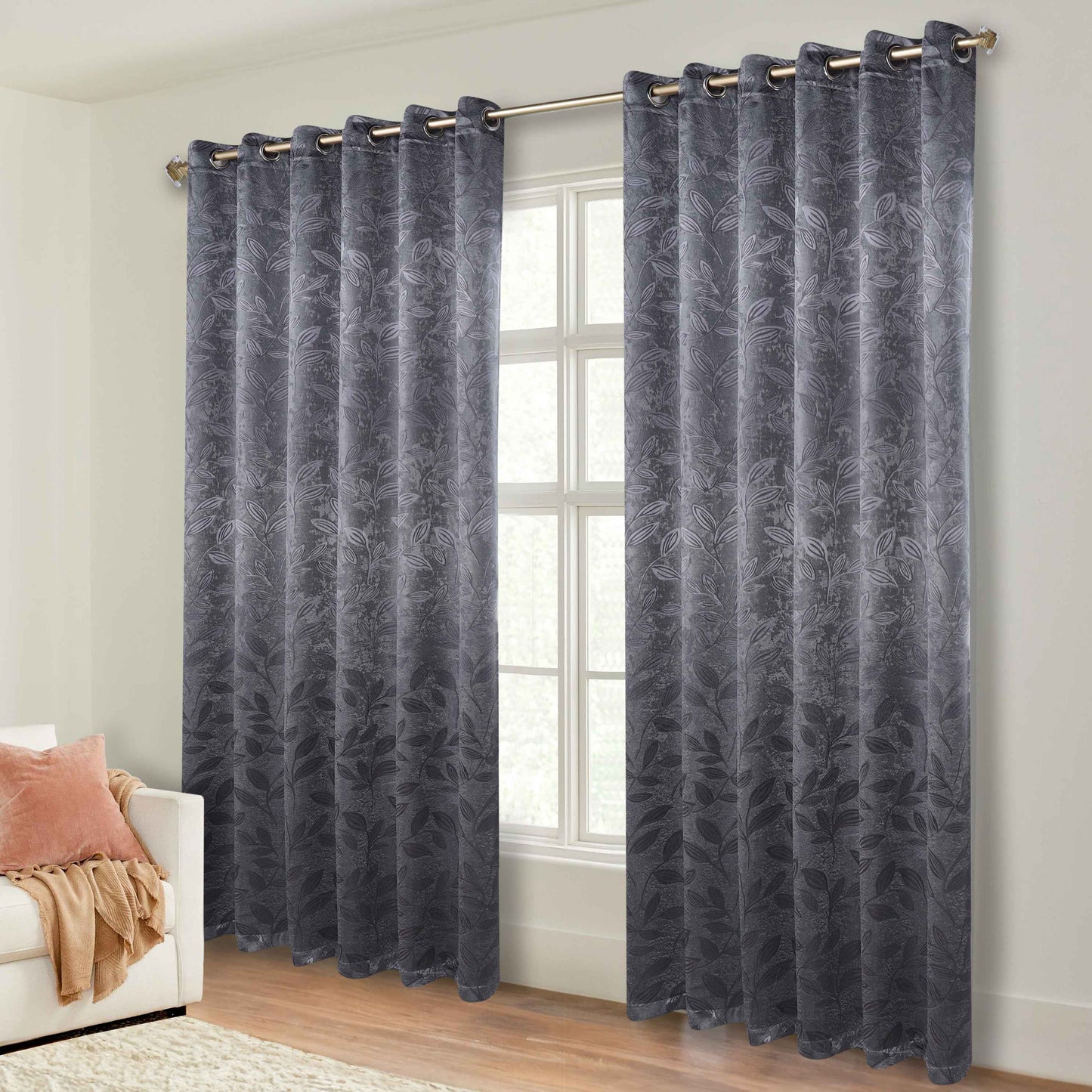 Leaves Room Darkening Grommet Blackout Curtain Panels. Set of 2