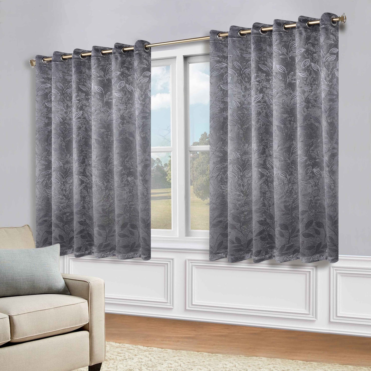 Leaves Room Darkening Grommet Blackout Curtain Panels. Set of 2
