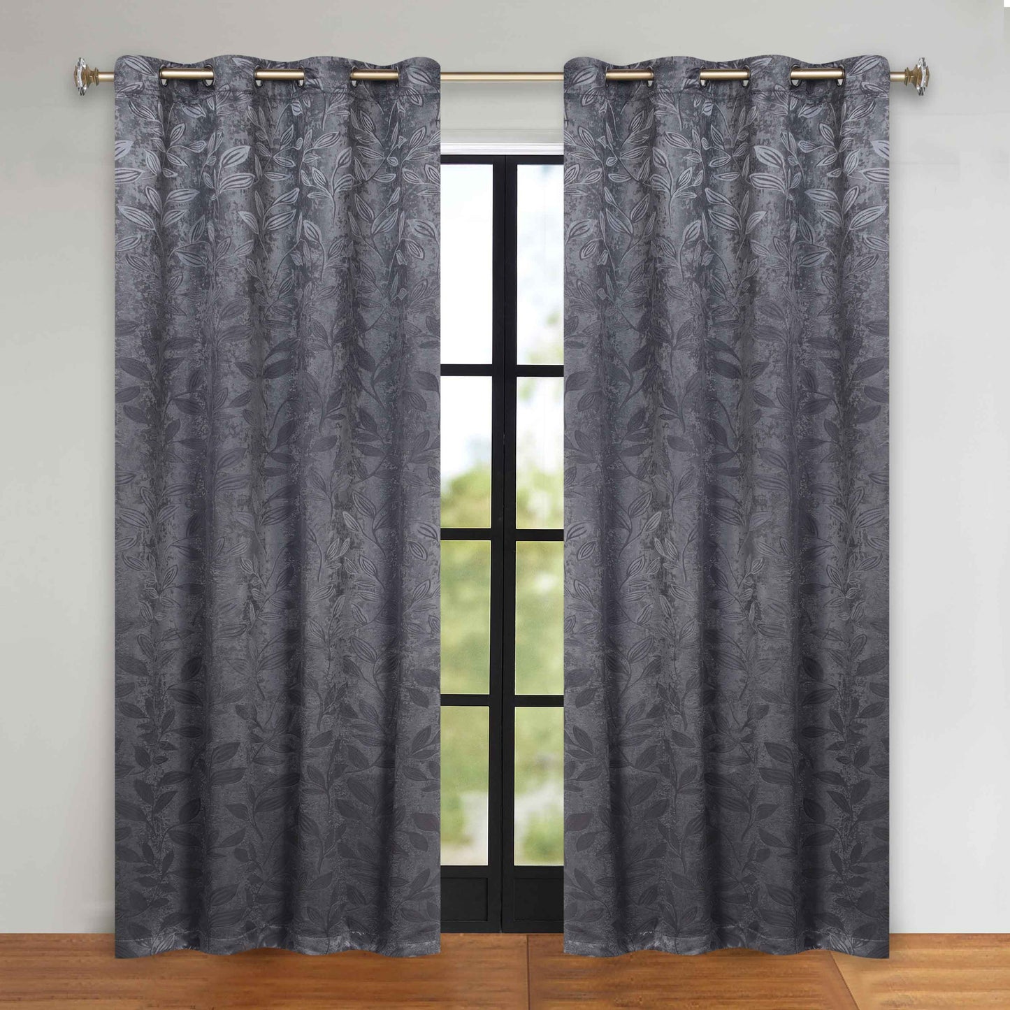 Leaves Room Darkening Grommet Blackout Curtain Panels. Set of 2
