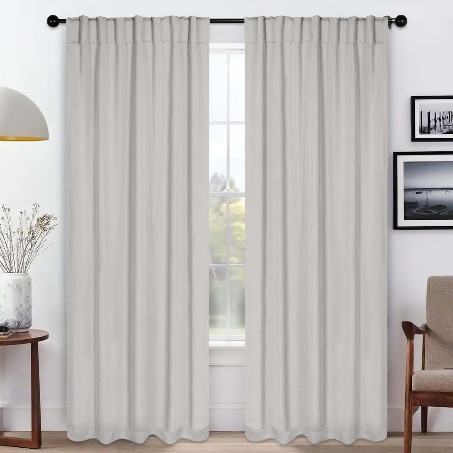 Solid Room Darkening Blackout Curtain Panels. Back Tabs. Set of 2