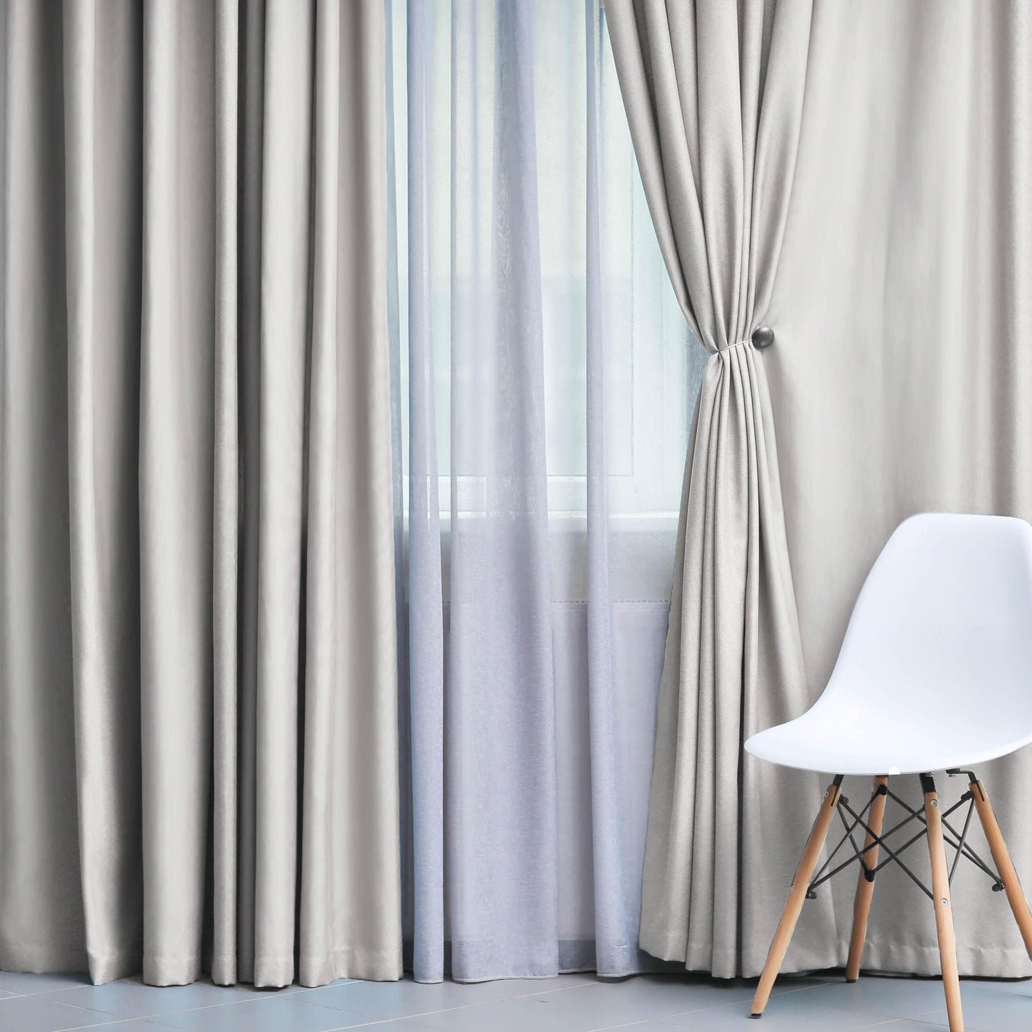 Solid Machine Washable Room Darkening Blackout Curtains. Set of 2
