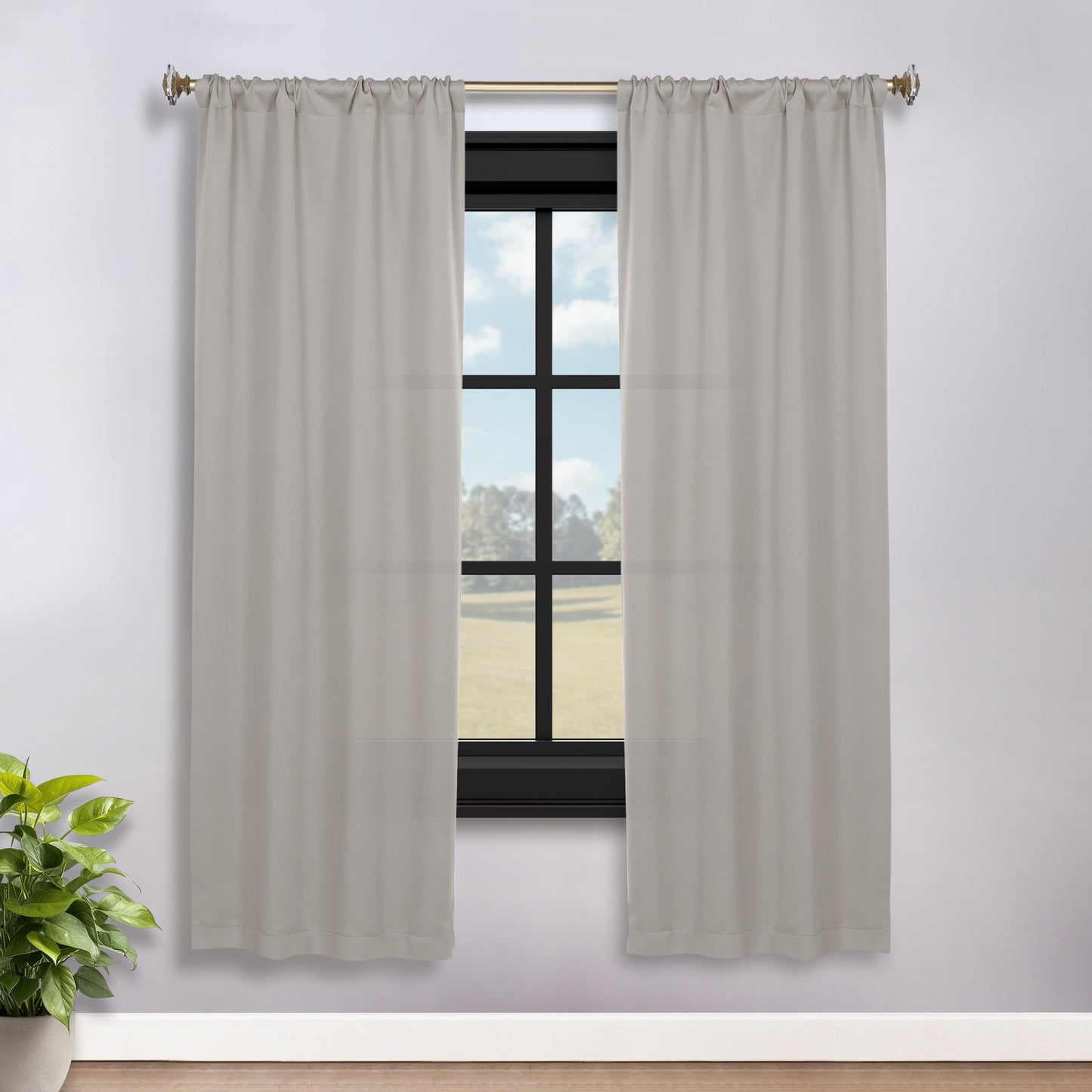 Solid Room Darkening Rod Pocket Blackout Curtain Panels. Set of 2