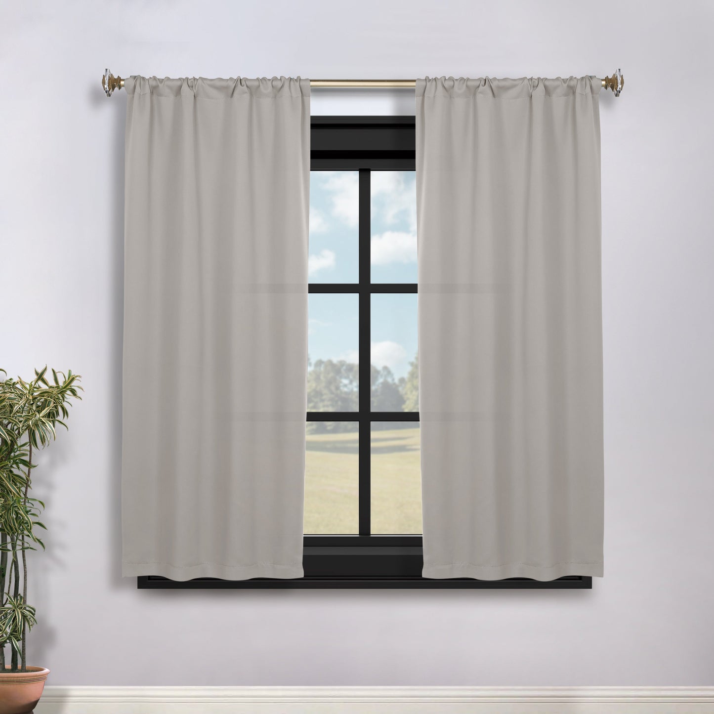 Solid Room Darkening Rod Pocket Blackout Curtain Panels. Set of 2
