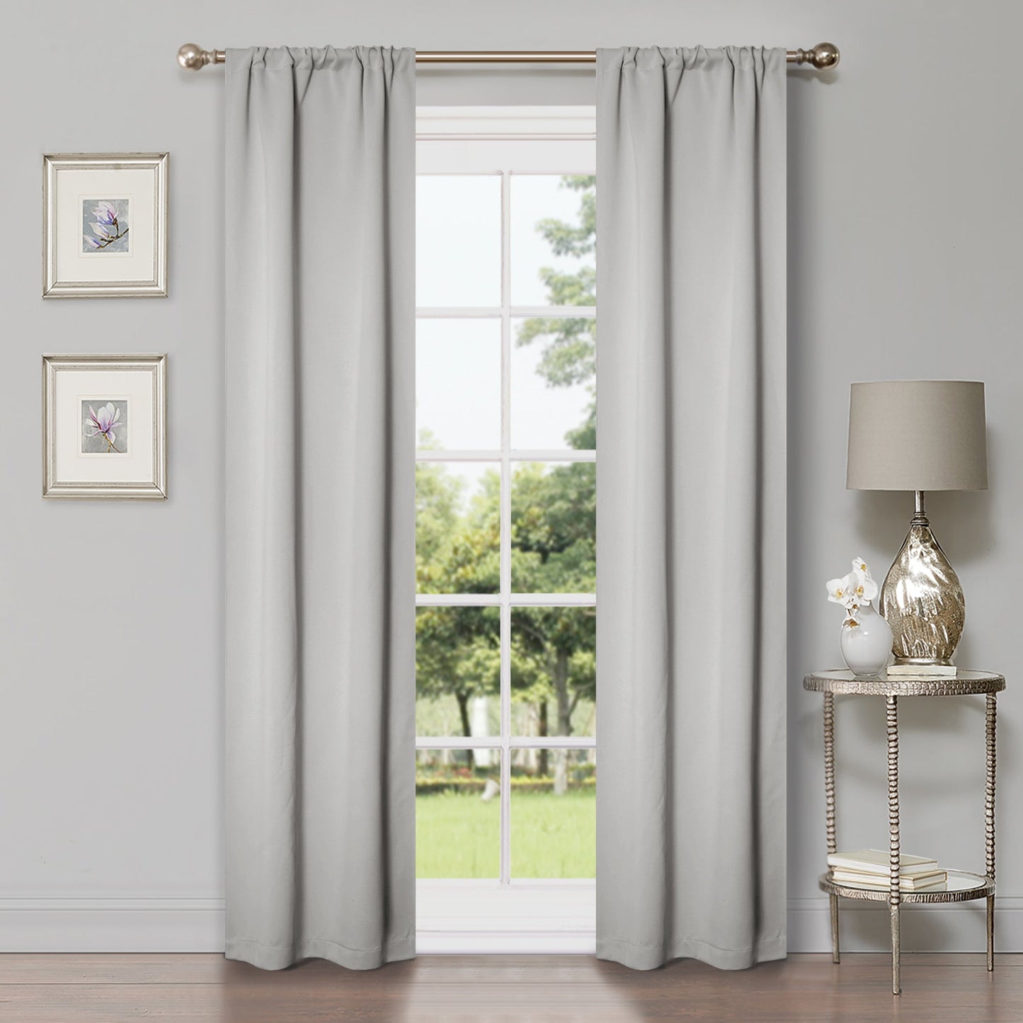 Solid Room Darkening Rod Pocket Blackout Curtain Panels. Set of 2
